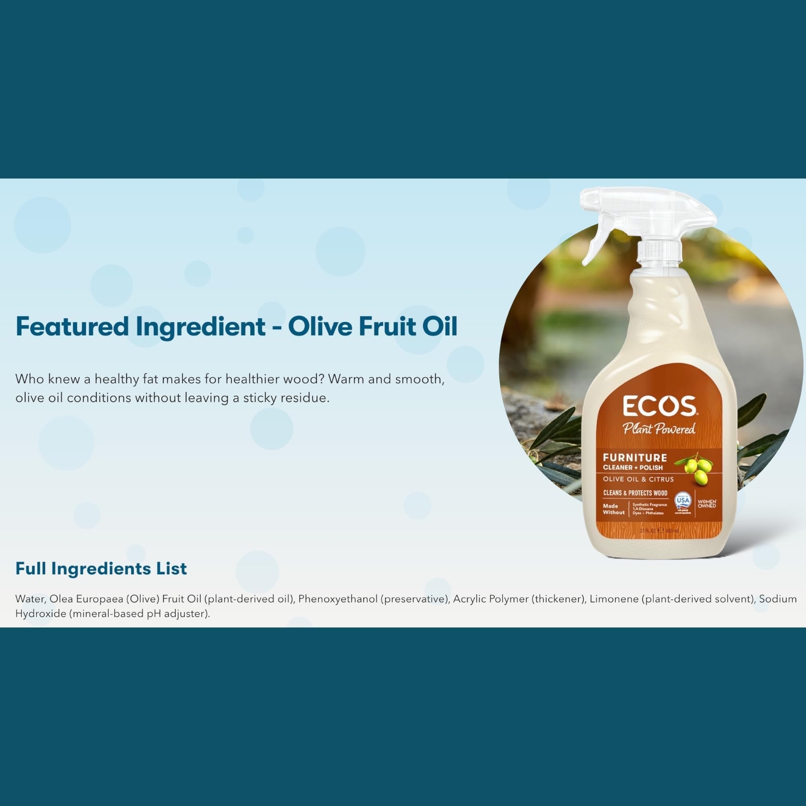 Natural Olive Oil Furniture Polish 22 Oz Cleans Protects Wood Non Toxic