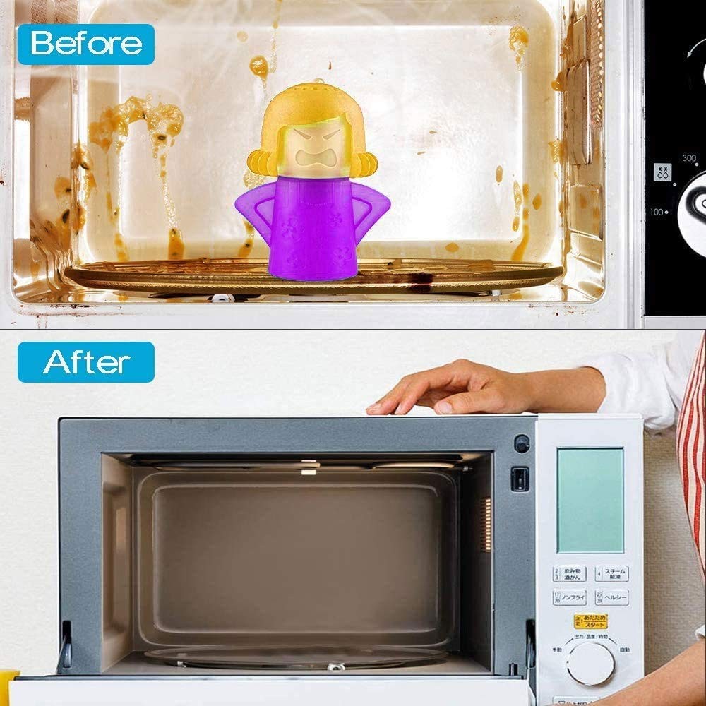 Abnaok Angry Mom Microwave Cleaner and 2 Count (Pack of 1), White+Yellow