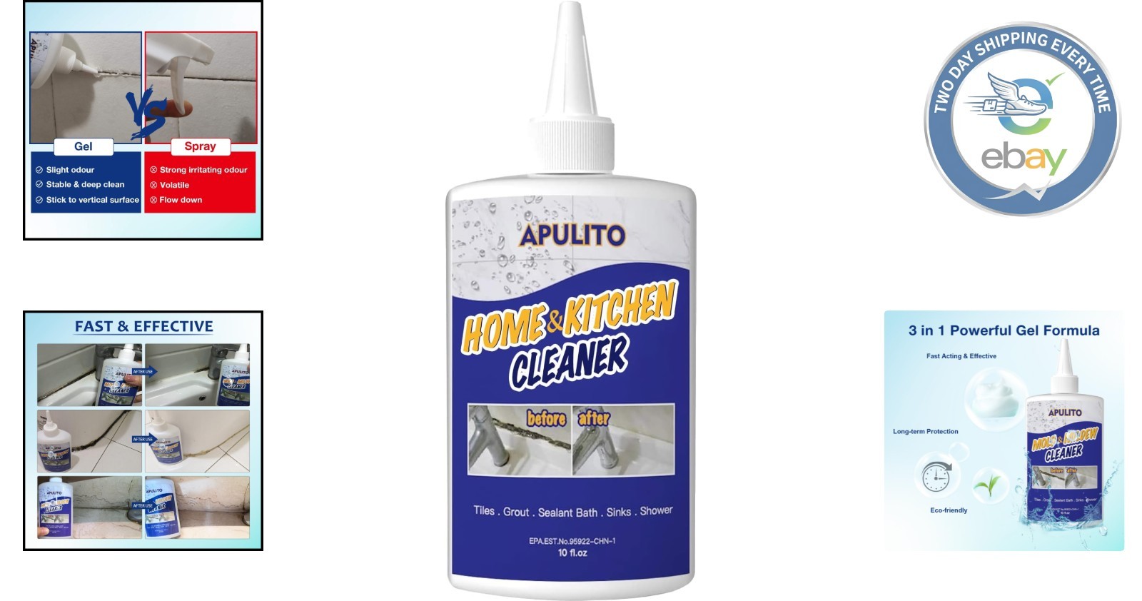 10 Fl Oz Eco-Friendly Cleaner Gel for Sinks, Counters, Tiles – Streak-Free Shine
