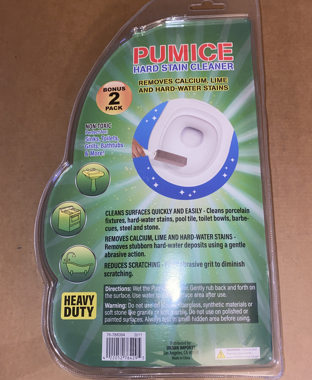 2Pcs Pumice Stone Cleaning Heavy Duty Handle Toilet Scouring Stain Remover Tool