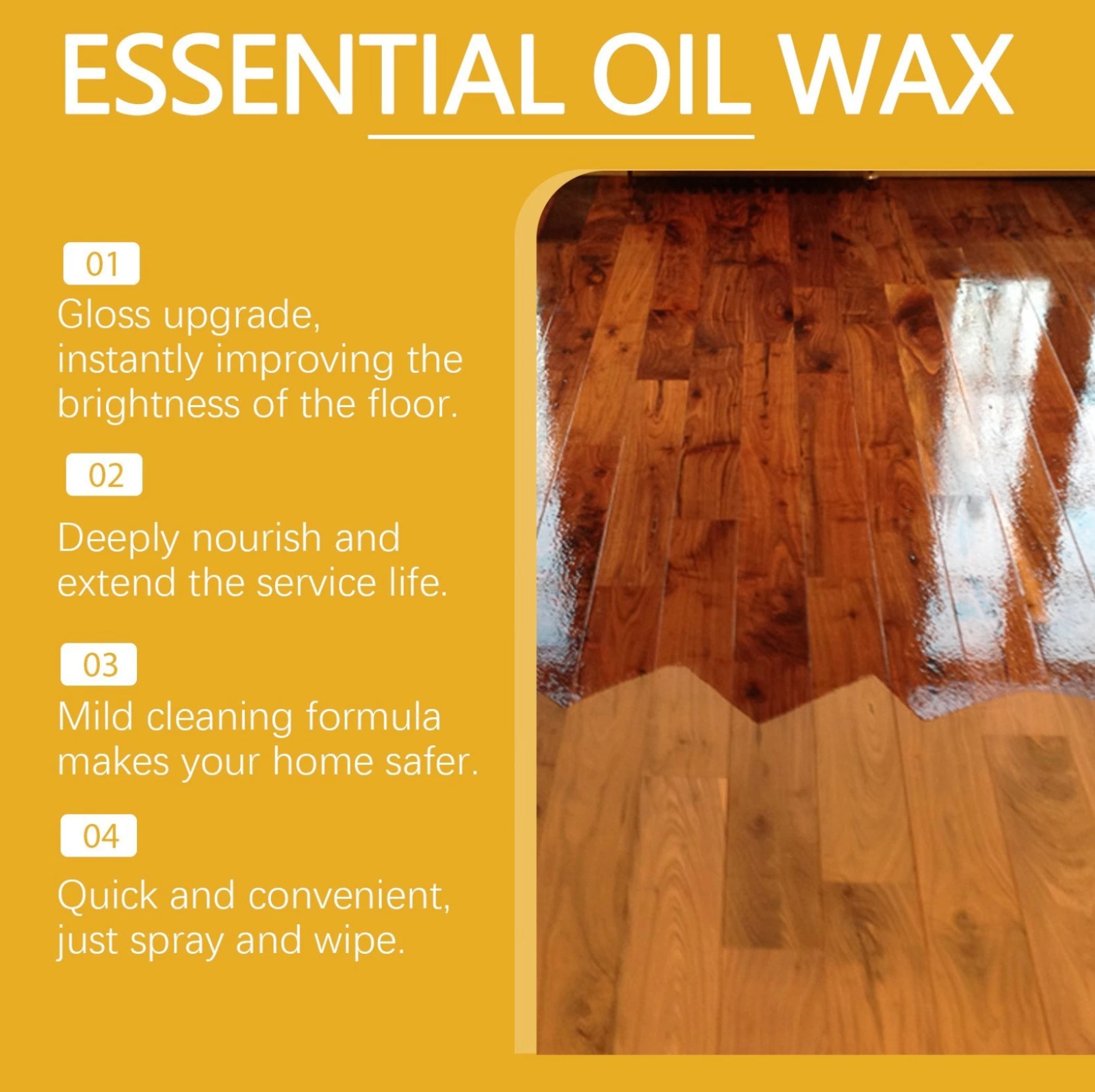 Natural Beeswax Polish Spray, Wood Furniture & Floor Cleaning Care