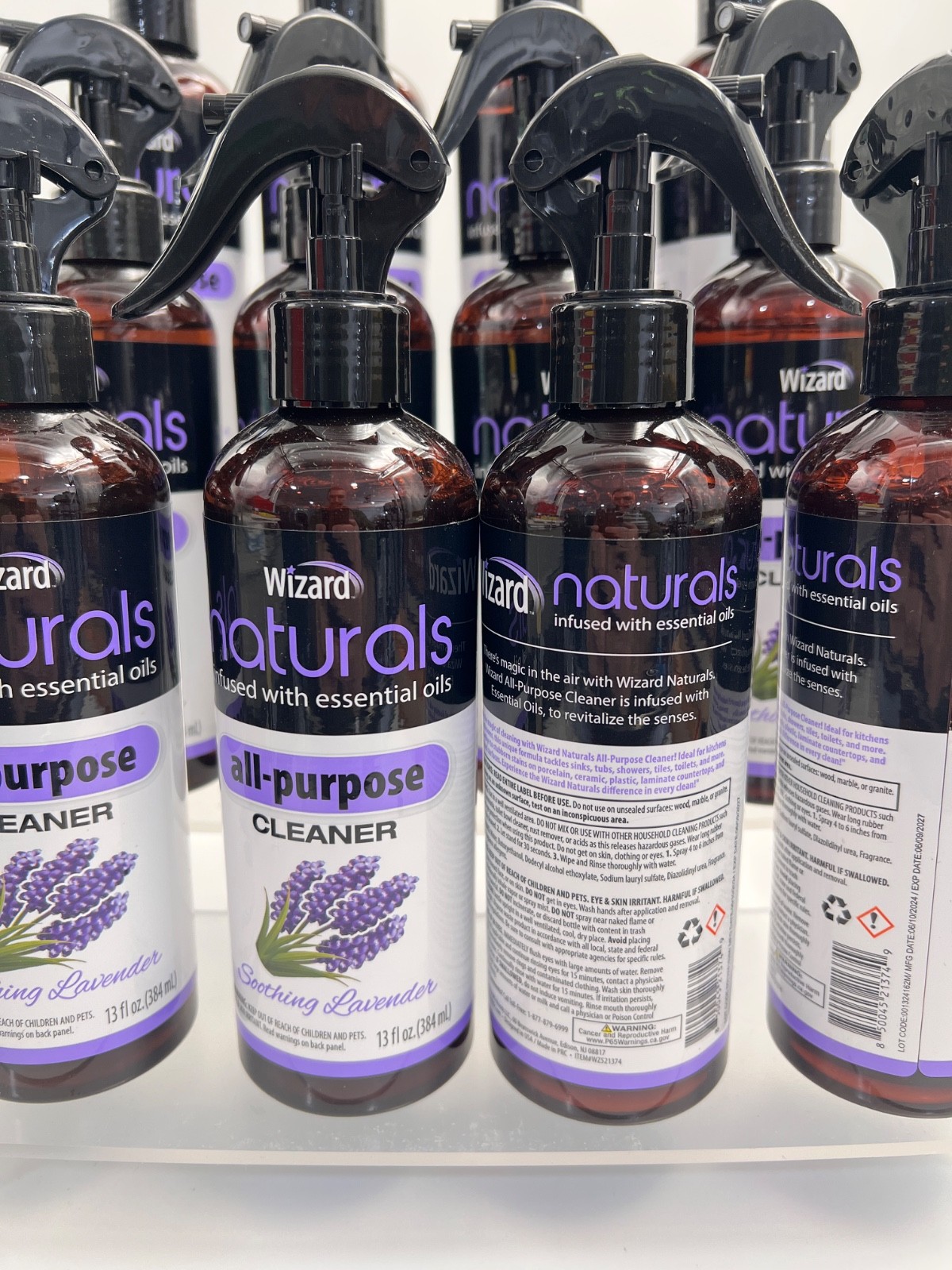 12 Wizard Naturals All Purpose Spray Cleaner Soothing Lavender 13oz. 384ml.