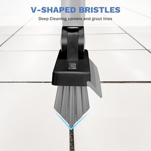 SetSail Grout Cleaner Brush with Long Handle, V-Shaped Floor Scrub Brush Swivel