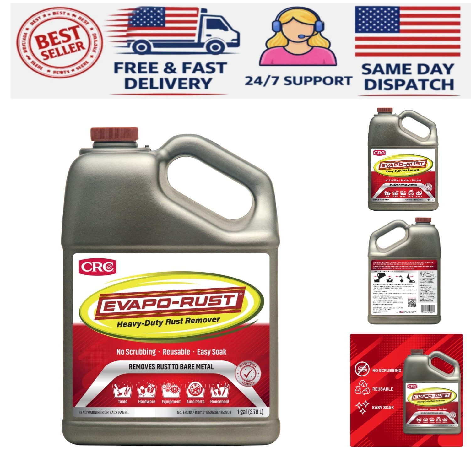 ER012 Heavy Duty Rust Remover 128 oz. – Easily Remove Rust Without Scrubbing