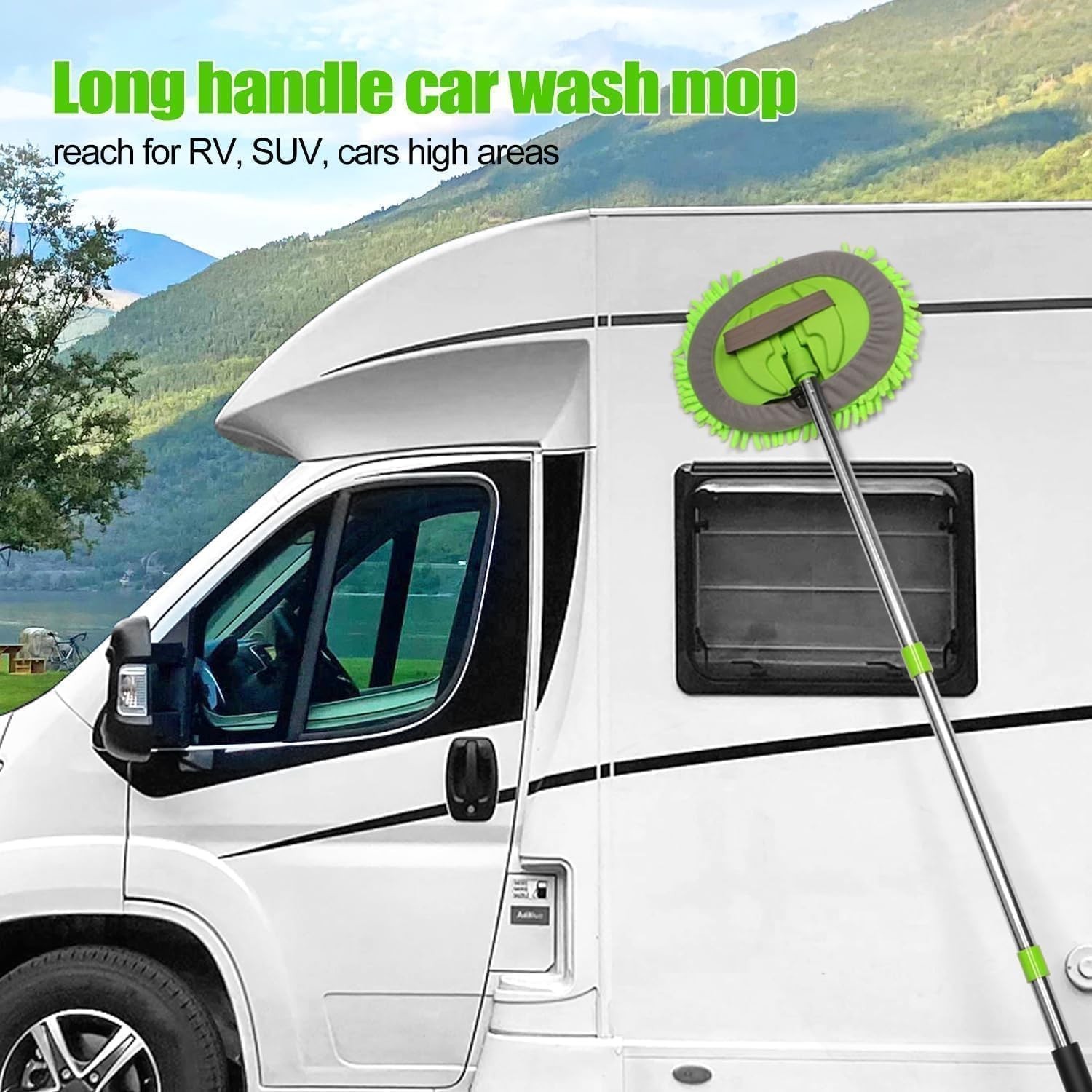 62” Microfiber Car Wash Brush Mop Kit Sponge with Long Handle