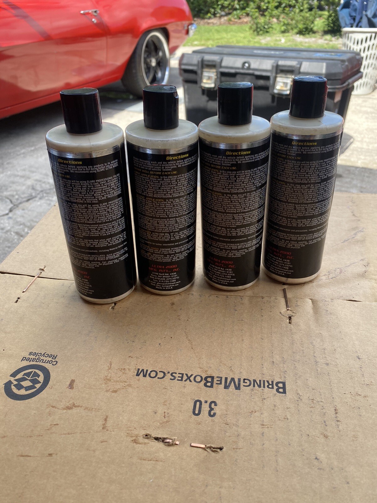 GLARE Ultra 2000 PROFESSIONAL AUTO CAR PAINT POLISH WAX 12OZ 4 BOTTLE LOT NEW!