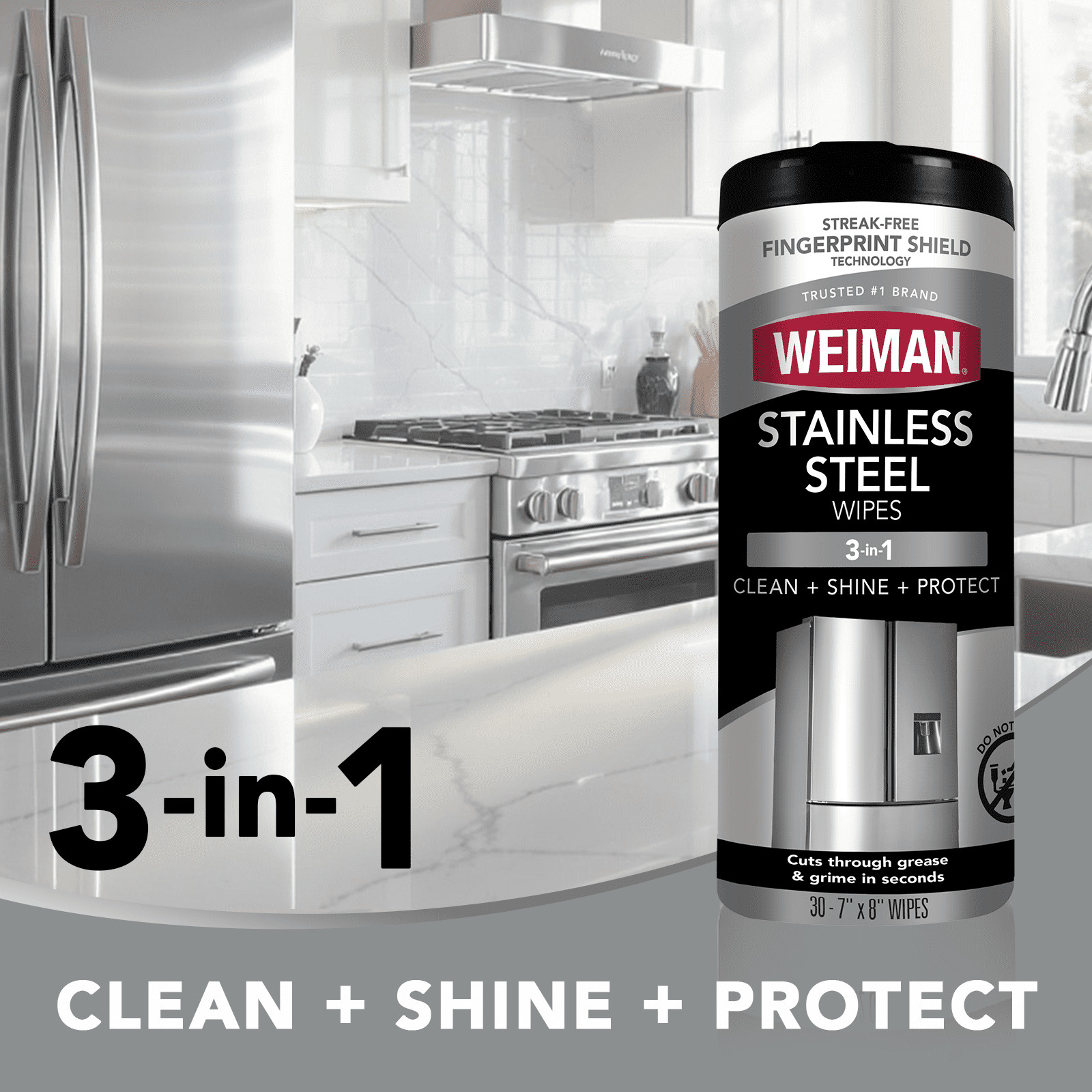 (2 pack)Stainless Steel Appliance Cleaning Wipes, Streak-Free Shine, 30 Count