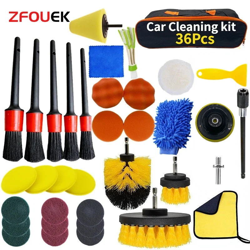 ZOPOSON New Car Cleaning Kit Scrubber Drill Detailing Brush Set Air Conditioner