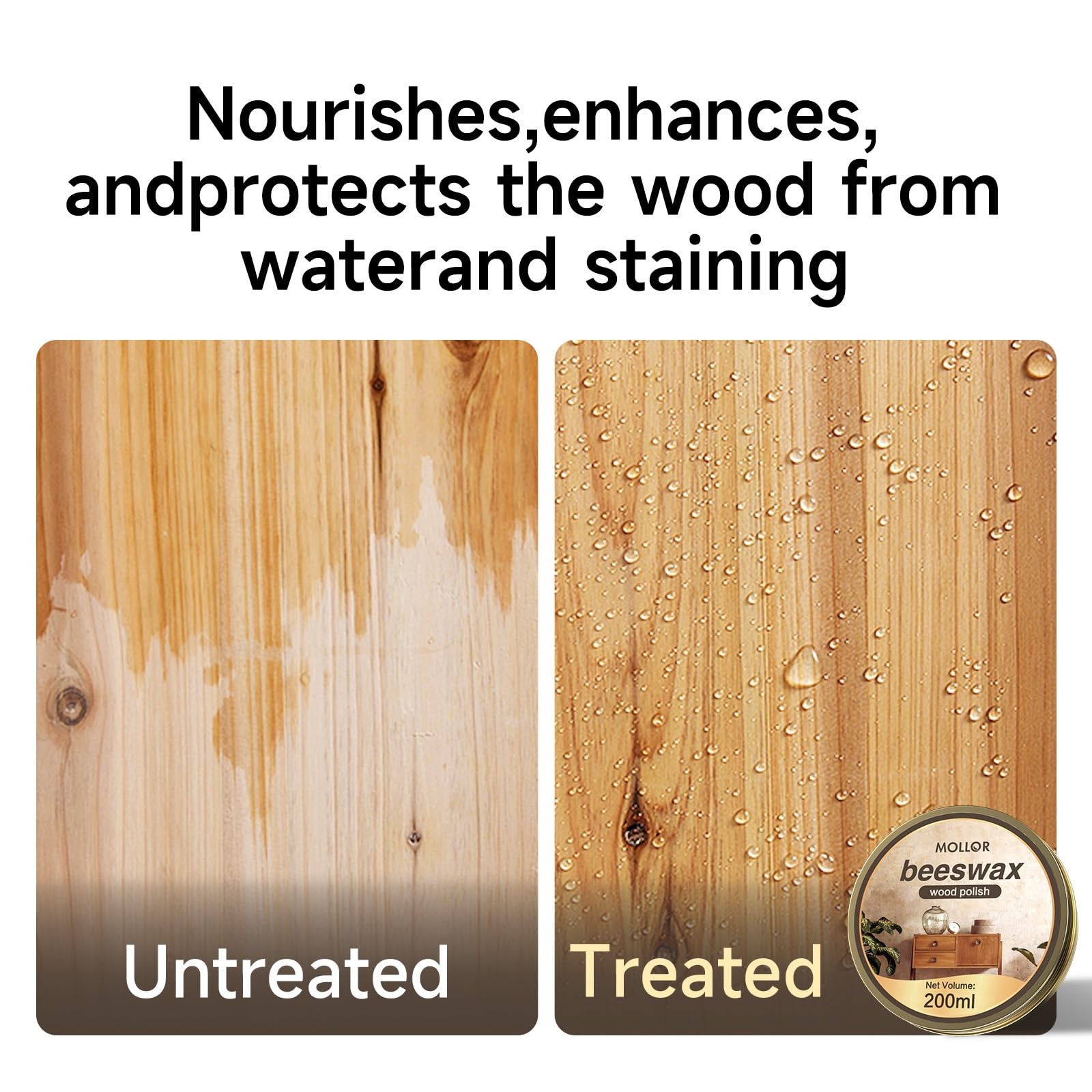 Beeswax Furniture Polish, Cabinet and Table Restorer, Natural Wood Conditione…