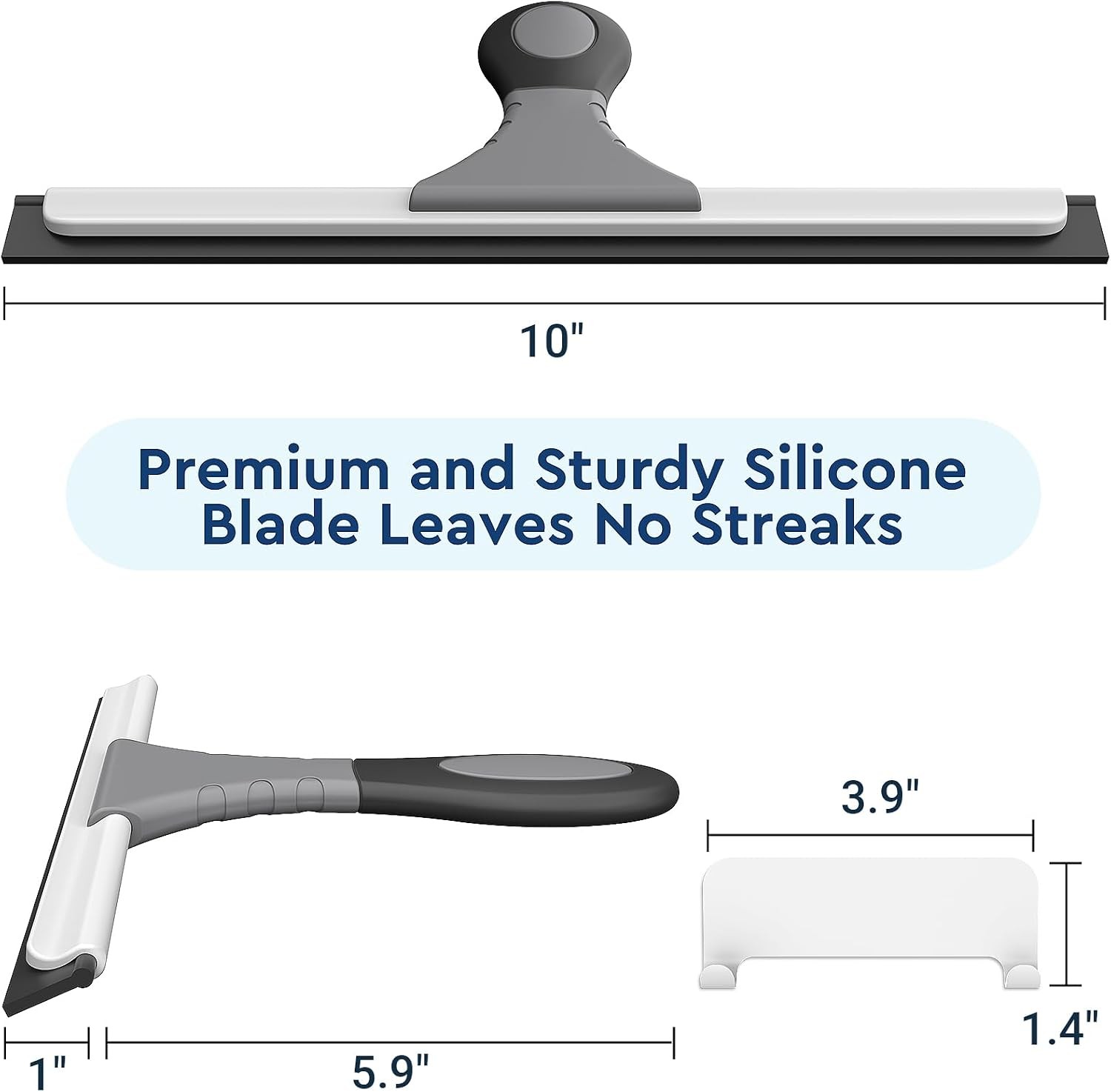All-Purpose Silicone Shower Squeegee for Glass, Window, Door, Mirror, Car