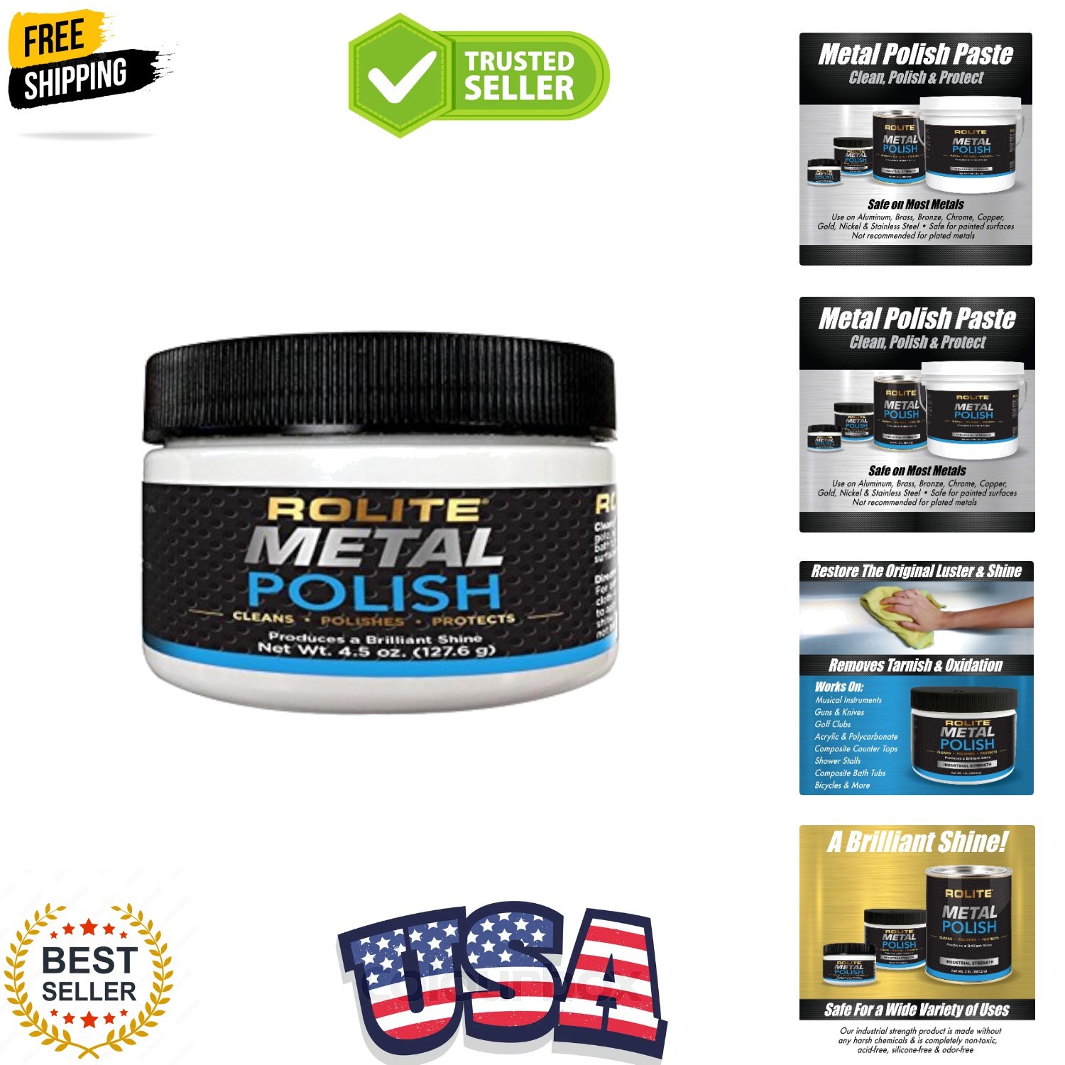 Metal Polish Paste, 4.5 oz, Industrial Strength Scratch Remover & Cleaner for…