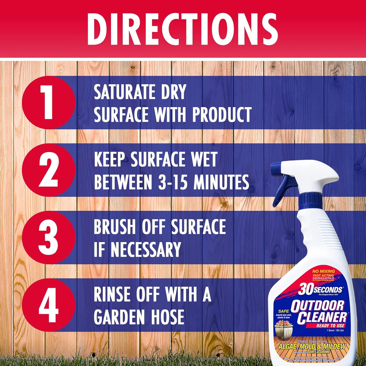 Outdoor Mold & Mildew Stain Remover Spray | Ready to Use | 32 Fl