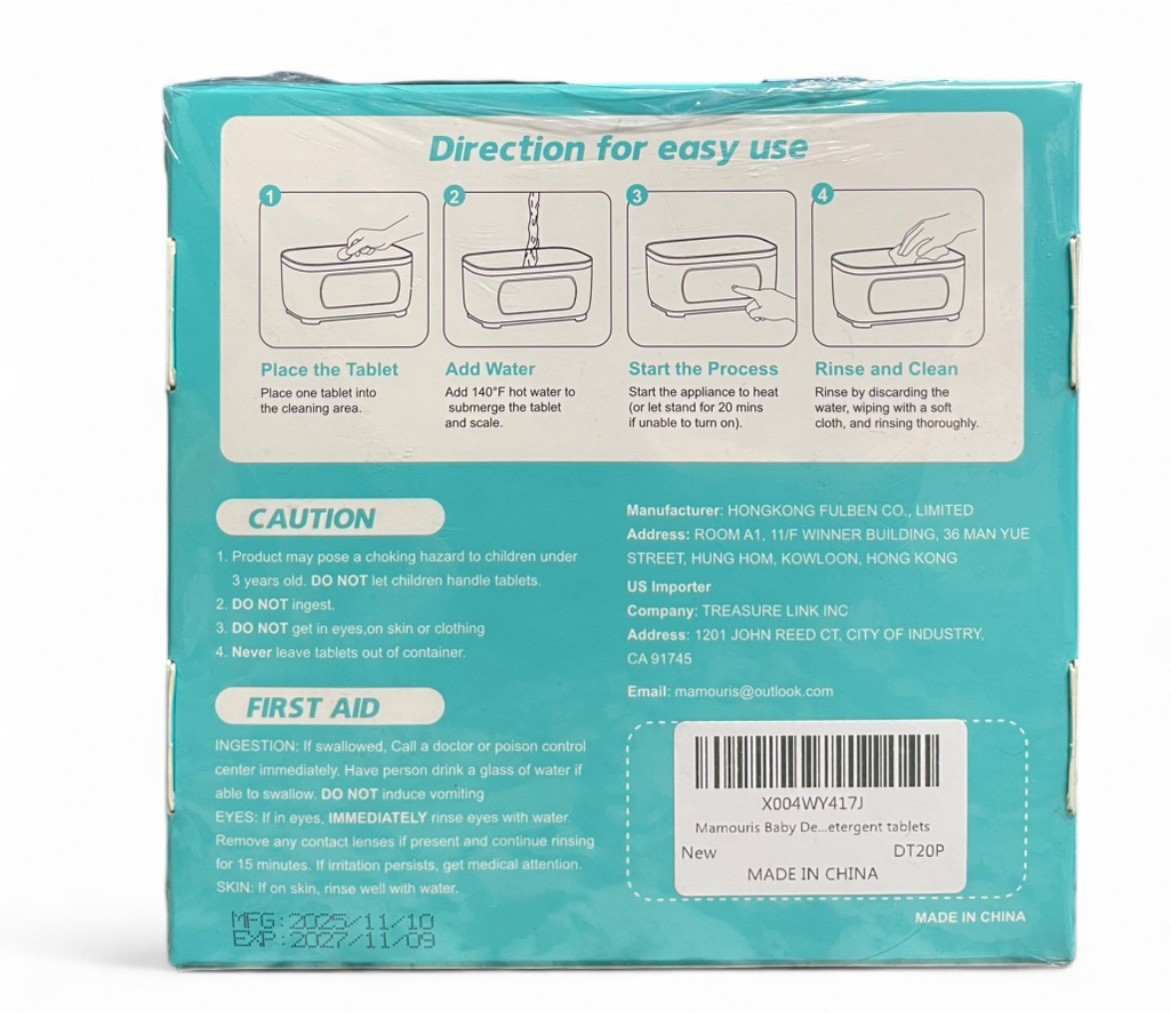 Mamouris Descaling Tablets 20 Ct Baby Safe Fragrance-Free for Appliances
