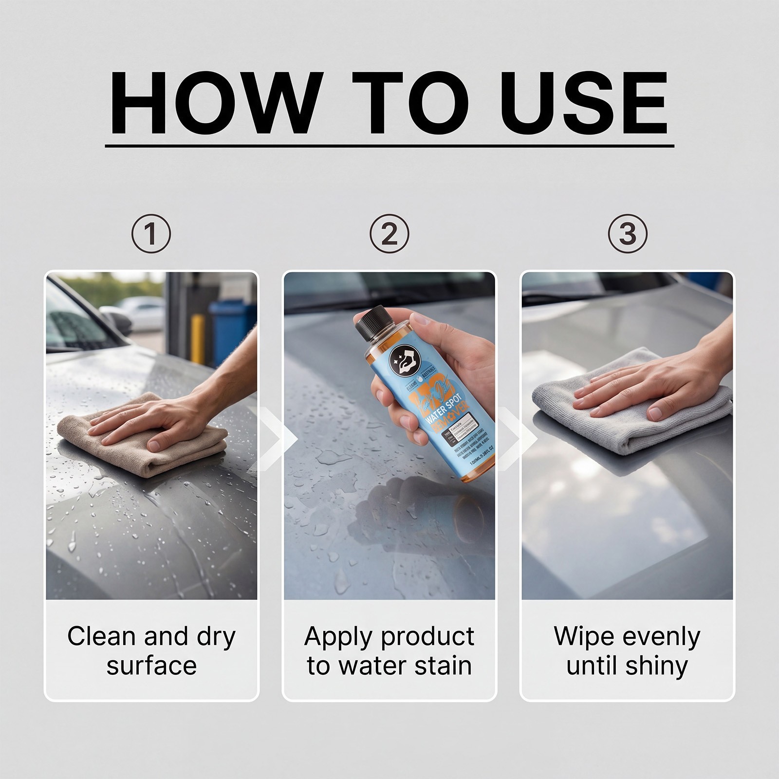 Heavy Duty Water Spot Remover Gel for Paint, Glass, and Metal – Mineral and Wate