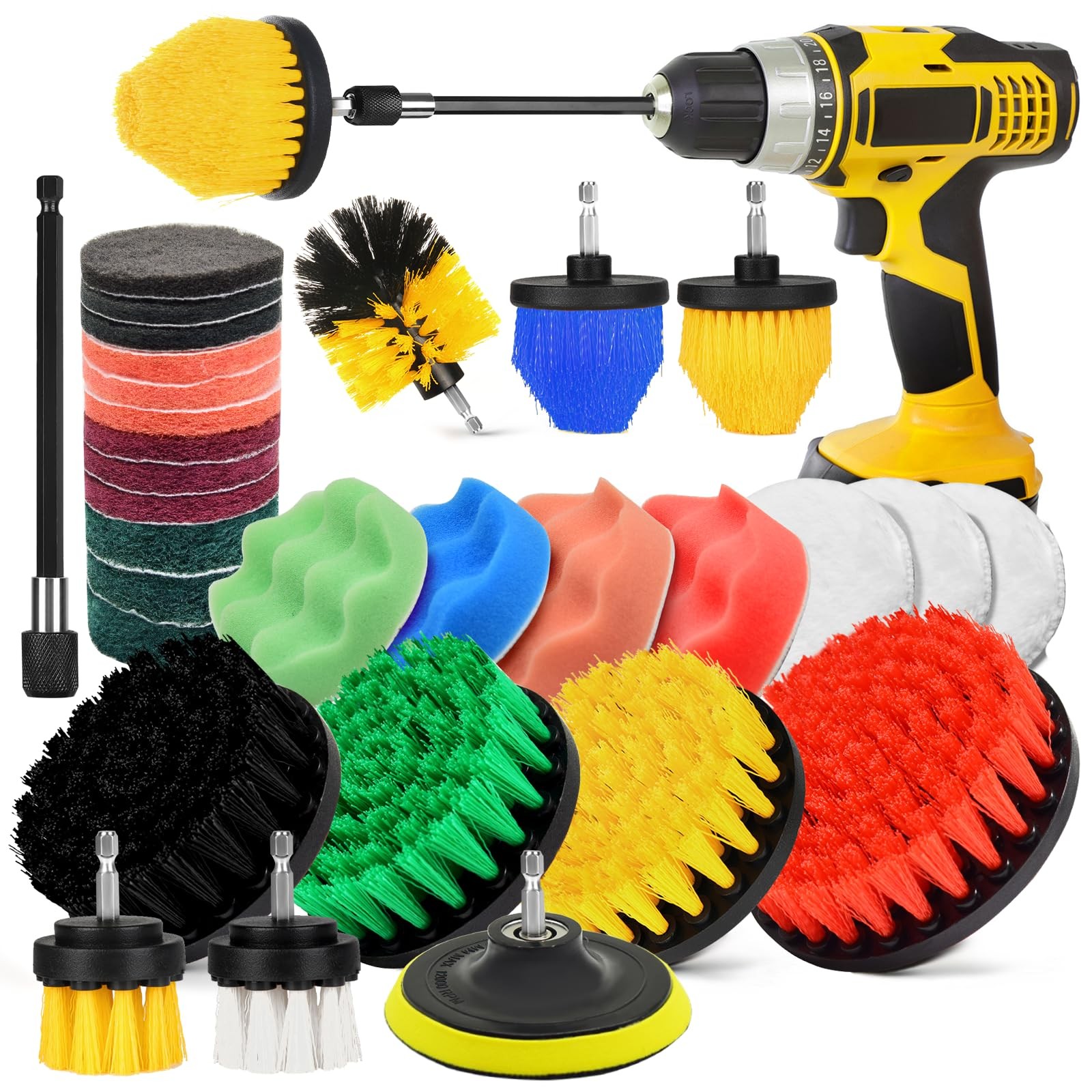 30Pcs Drill Brush Attachment Set,Drill Scrubber Brush Kit Include Scrub Pads,…