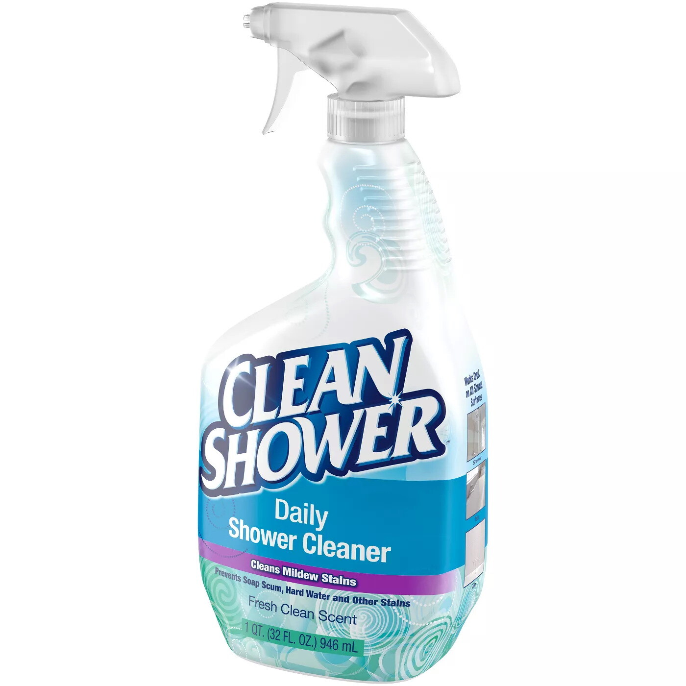 Clean Shower Daily Shower Cleaner – 32 Oz. Spray & 60 Oz. Refill – Scrub Free