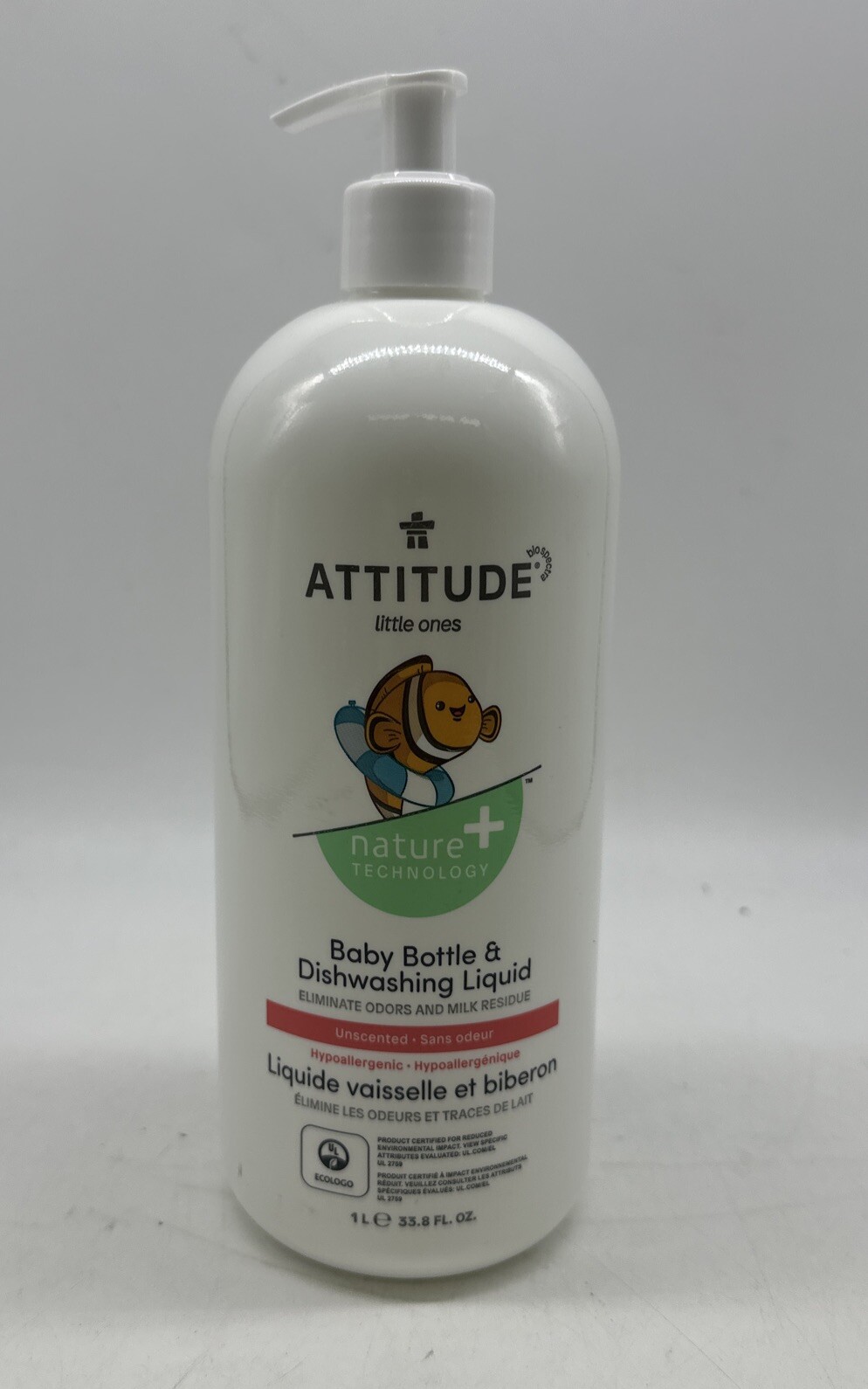 ATTITUDE NATURE TECHNOLOGY BABY BOTTLE & DISHWASHING LIQUID UNSCENTED 33.8 FL OZ