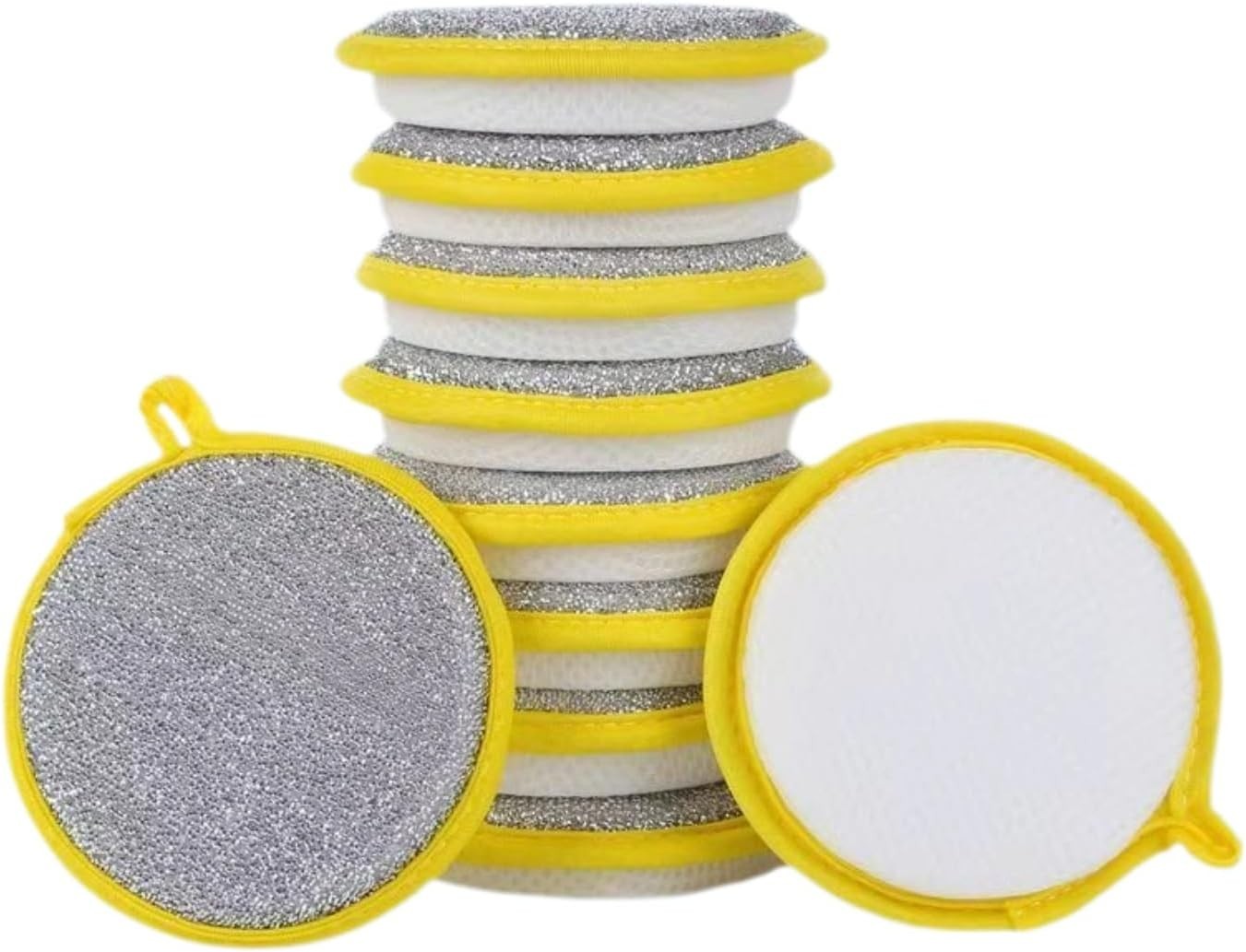 10 Pcs -Double-Sided Scouring Pads Dish Pan Washing Sponge Kitchen Cleaning Tool
