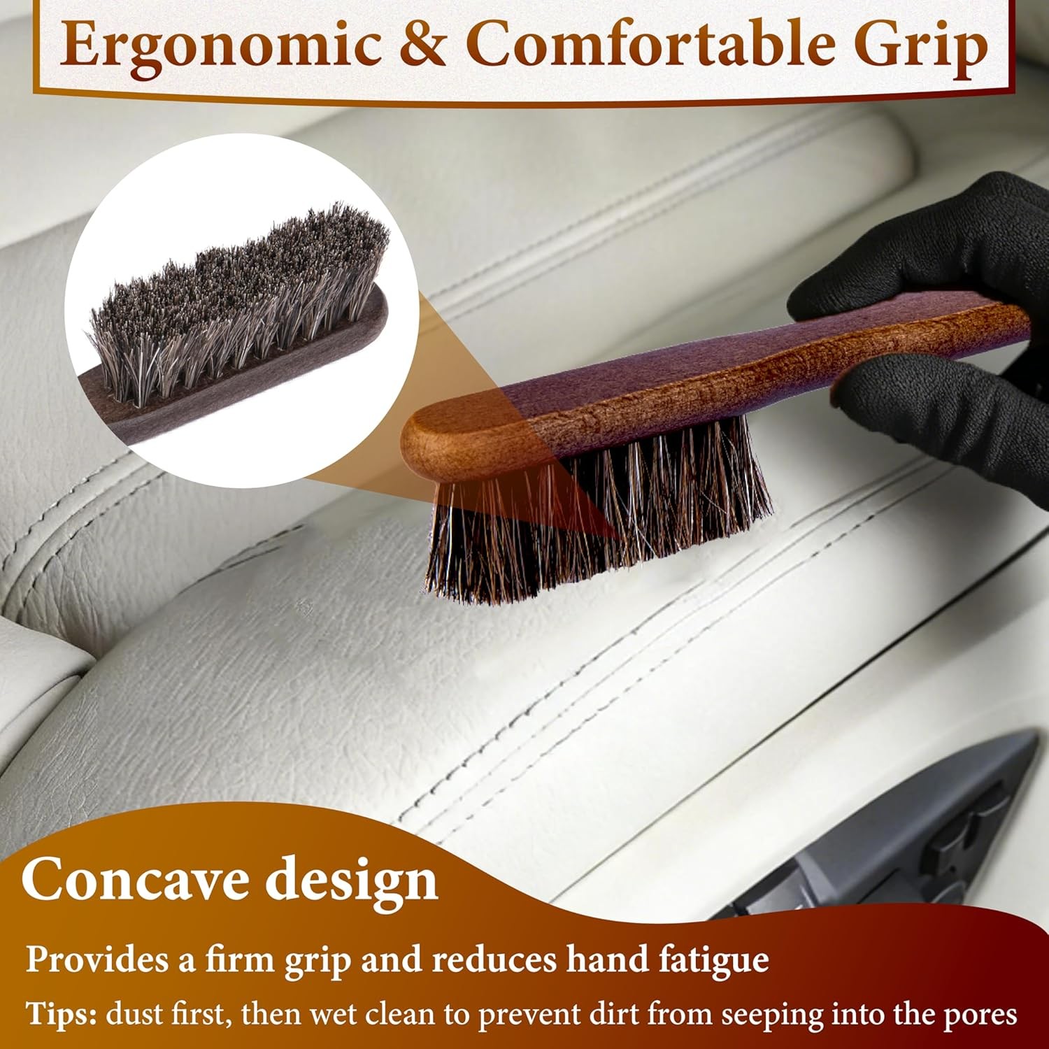5 PCS Leather Brush Car Detailing, Shine Kit, Car Interior Detail Color: 5 Pcs