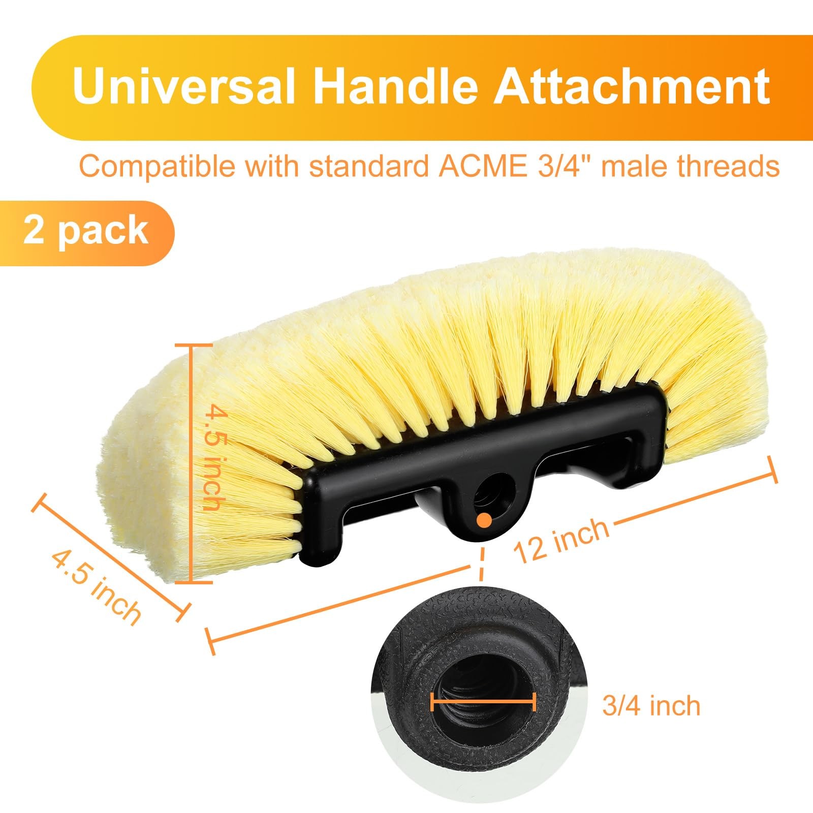 2 Pcs Car Wash Brush Head with Soft Detailing Bristle Flow Through Car Cleani…