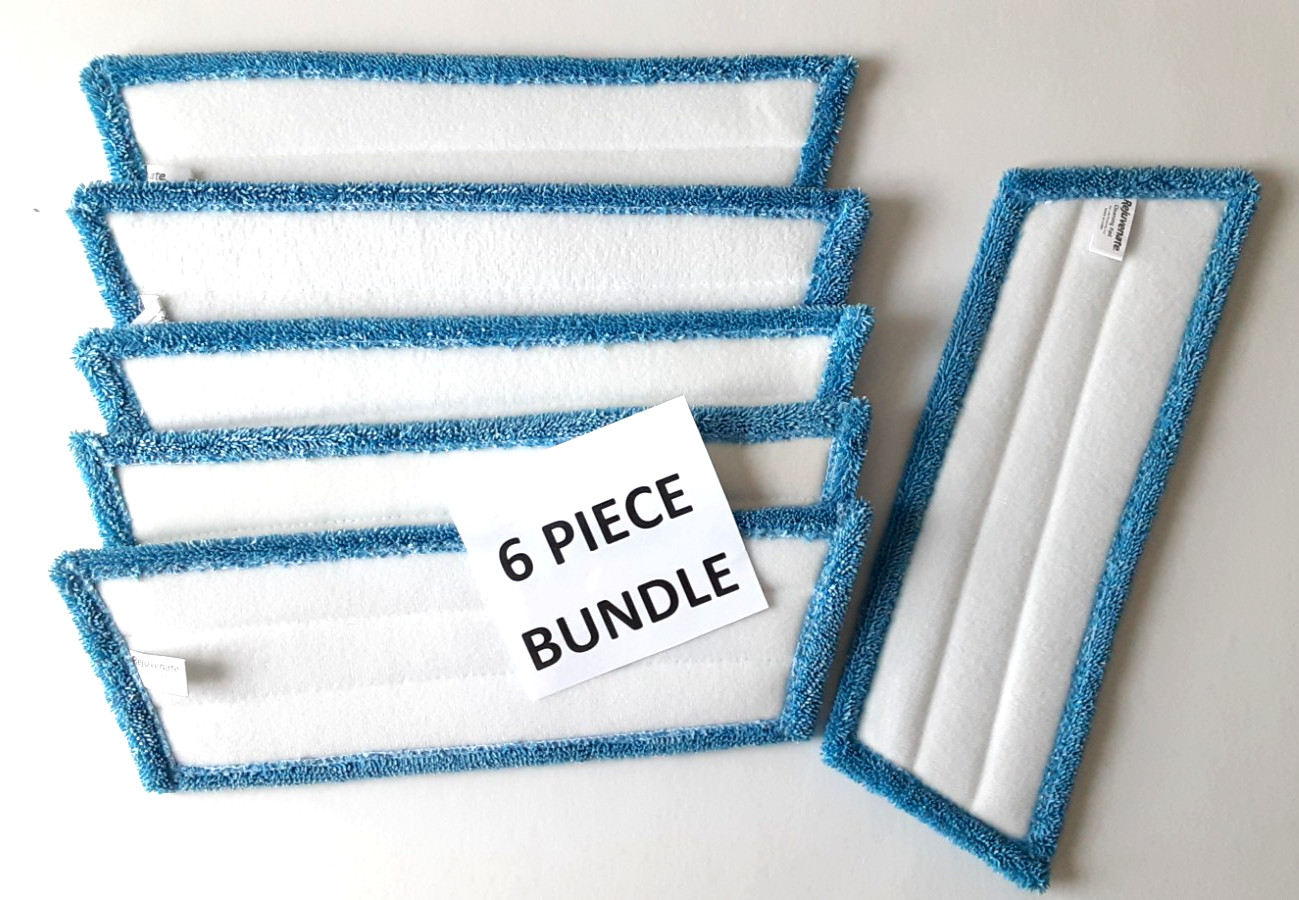6 Pack Click n Clean Rejuvenate Compatible Microfiber Mop Pads 17″x6″ Size
