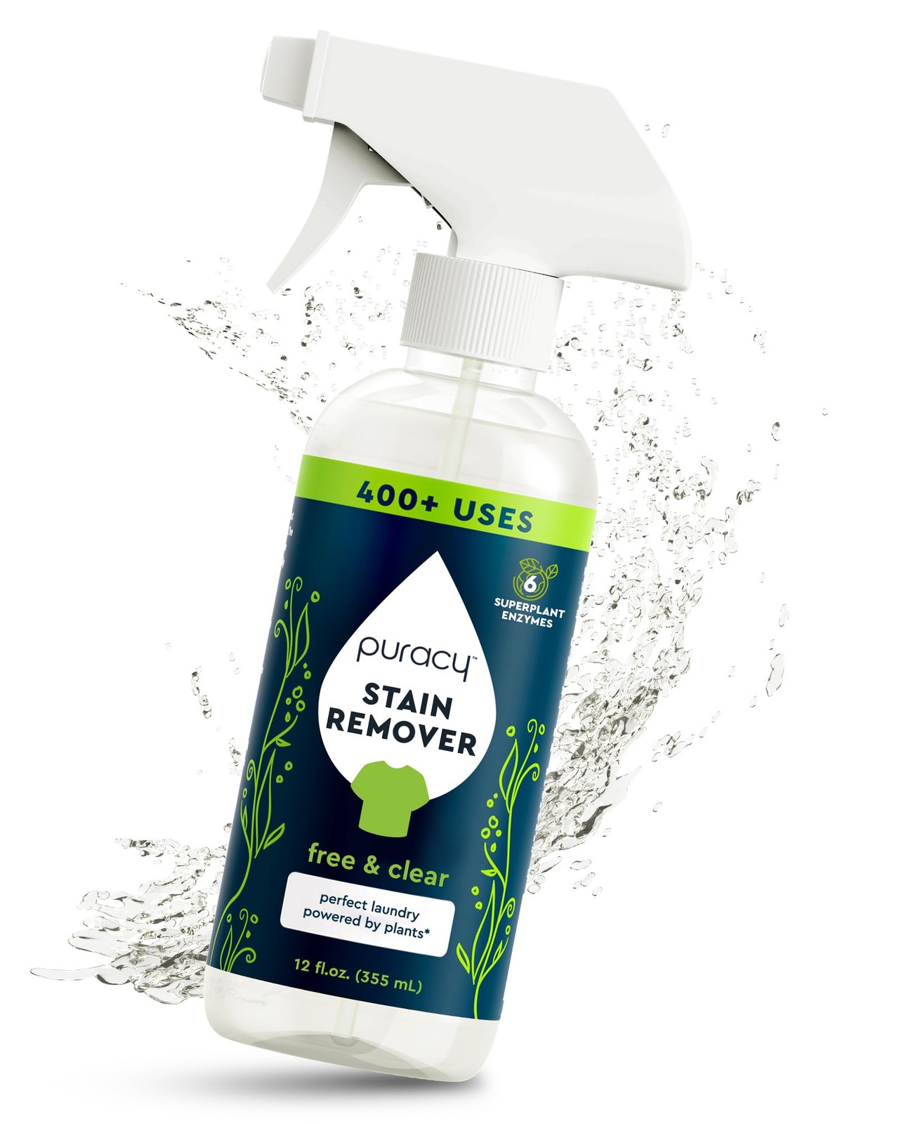 Puracy Stain Remover Spray, Natural Based Travel and Laundry Stain Cleaner for