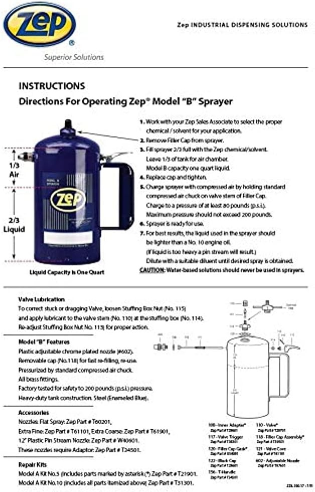 Model B Heavy-Duty Steel Solvent Sprayer – 32 oz (Each) 829801 – Industrial