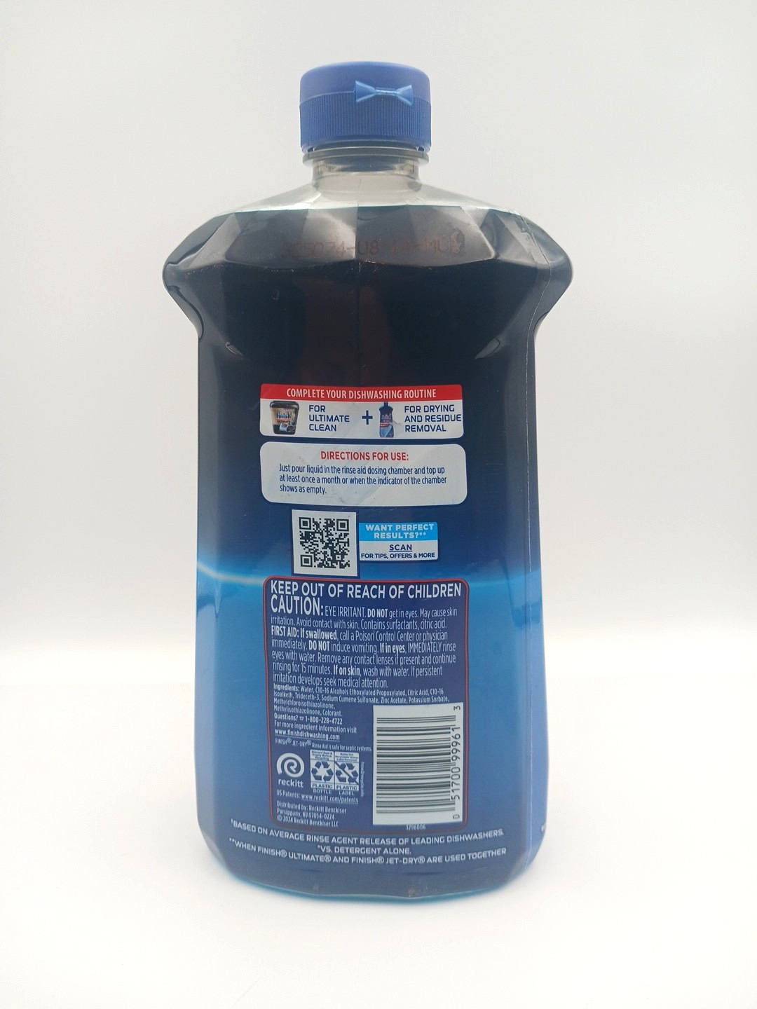 (1) Finish Jet-Dry Rinse Aid, 38 fl. oz. 374 Washes 3in1 Ultra Residue Removal
