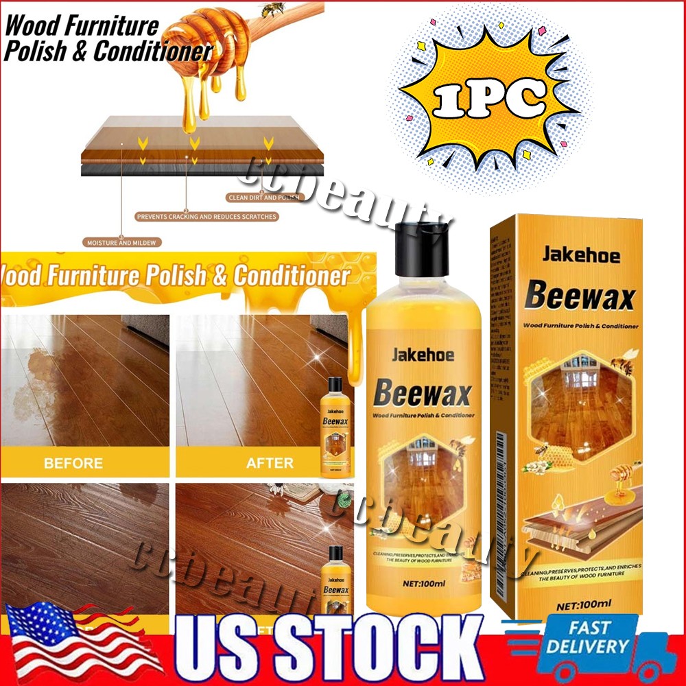 Beeswax Wood Furniture Polish Conditioner All‑in‑One Cleaner Restorer 100ml New