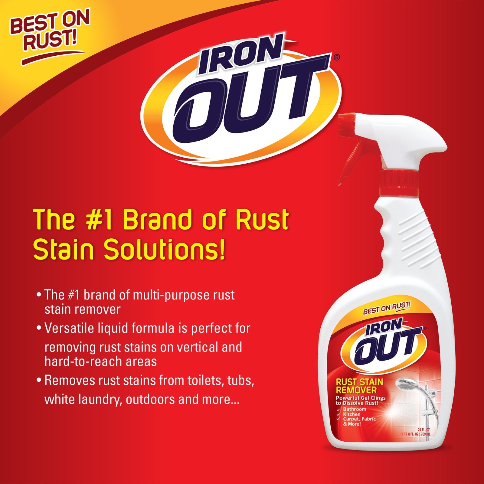 Rust Stain Remover Spray Gel – 24oz, 6 Pack – Prevent & Remove Rust in Home & Ou