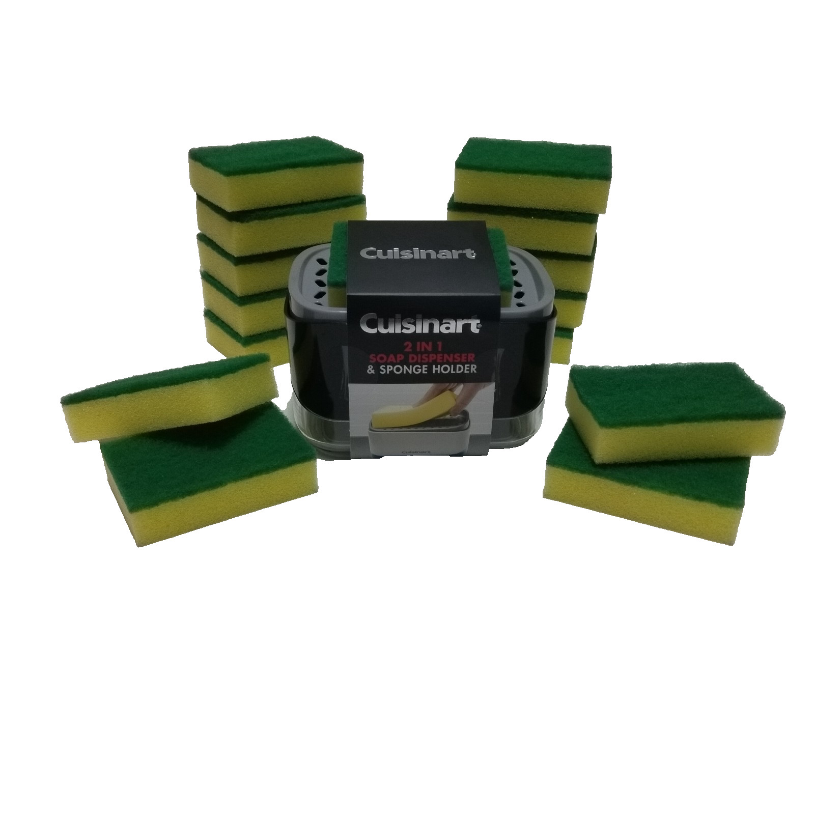 Cuisinart 2 in one soap dispenser and sponge holder includes 15 Scrub Sponges
