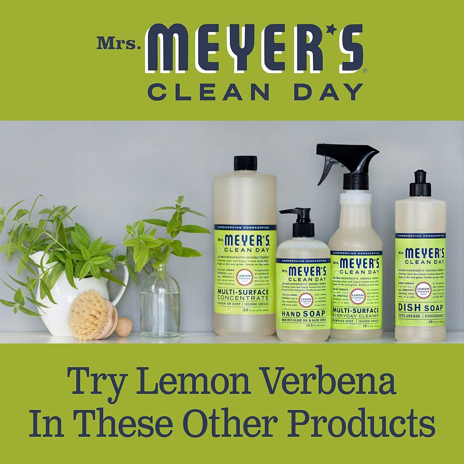 Mrs. Meyer’s Clean Day Liquid Dish Soap Refill, Lemon Verbena Scent, 48 Fluid Oz