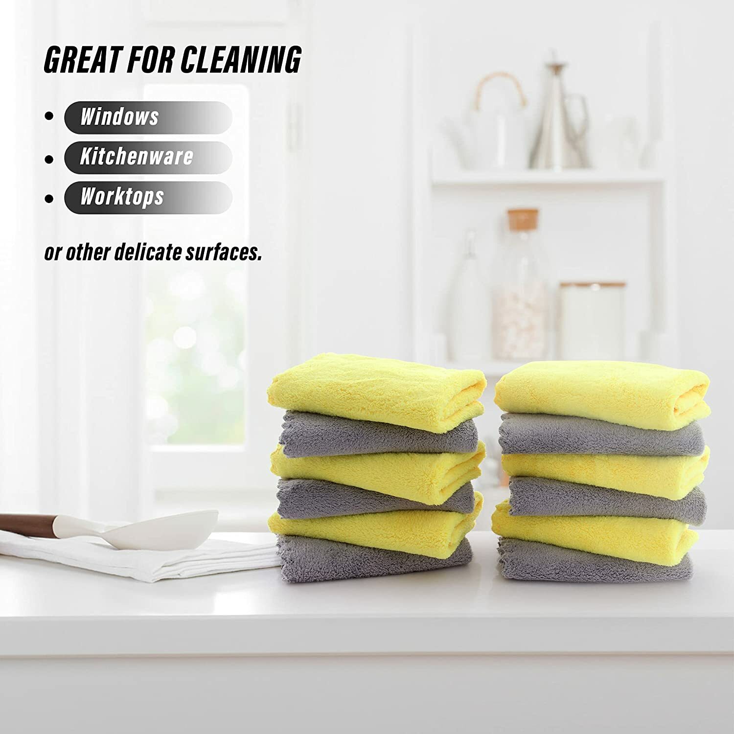 MOONQUEEN 12 Pack Microfiber Cleaning Cloth Lint Free Kitchen Dish 12″ x 12″ NEW