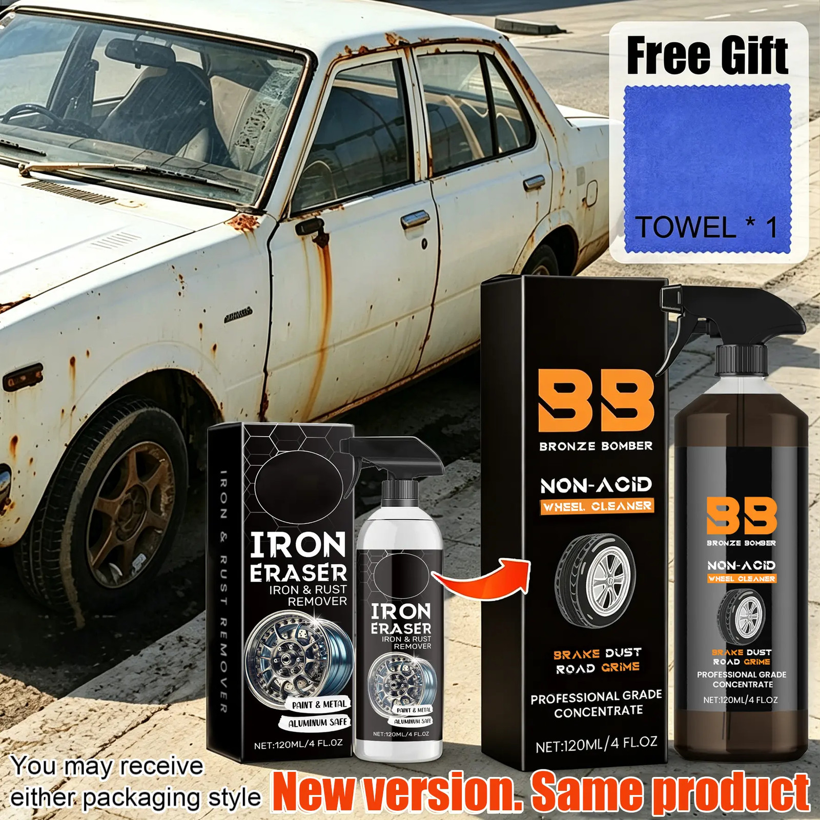 Automotive Rust Remover Spray 120ML – Fast-Acting Iron & Rust Cleaner for Wheels