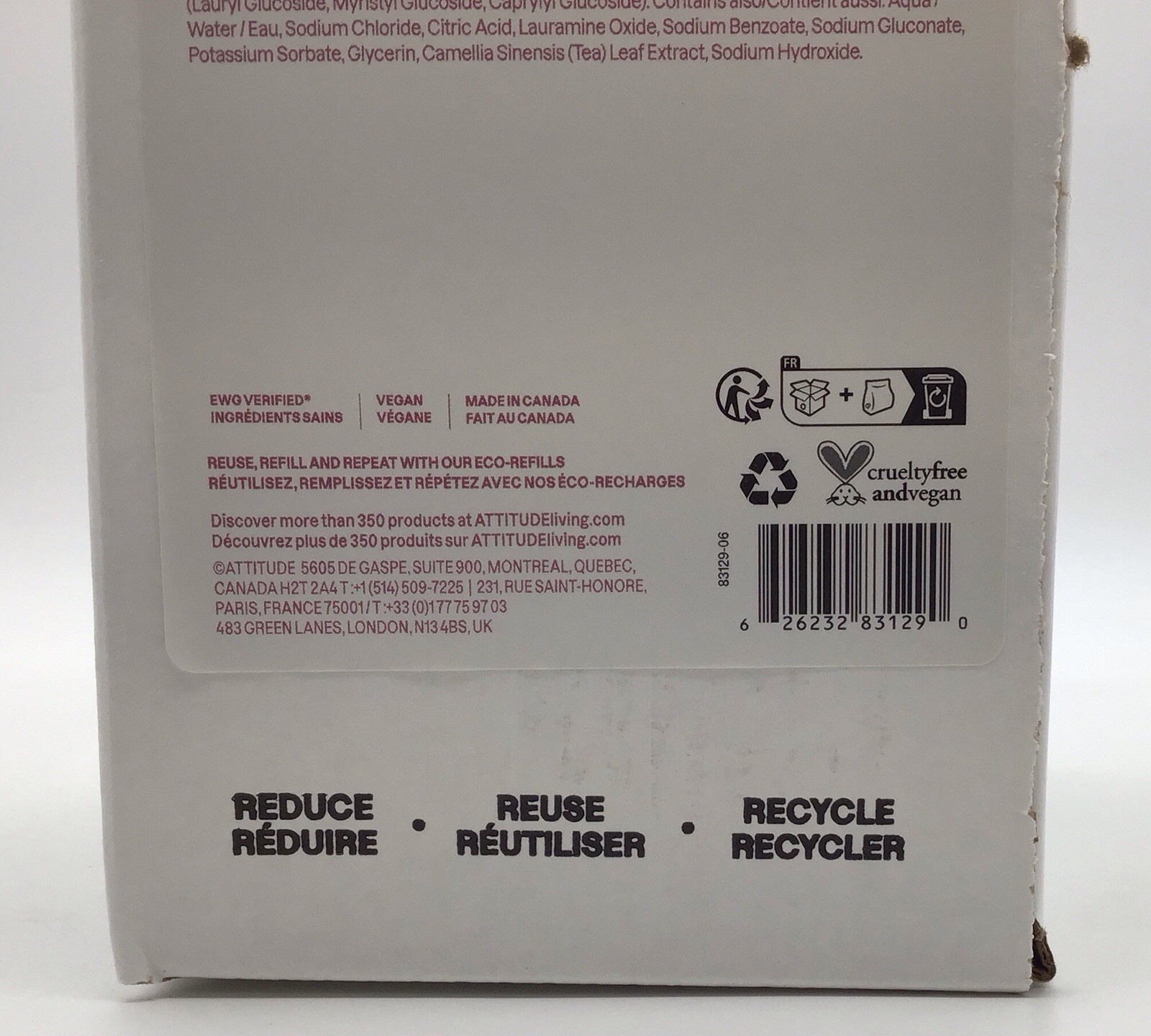 ATTITUDE BABY LEAVES BOTTLE & DISHWASHING LIQUID 2L REFILL BAG UNSCENTED