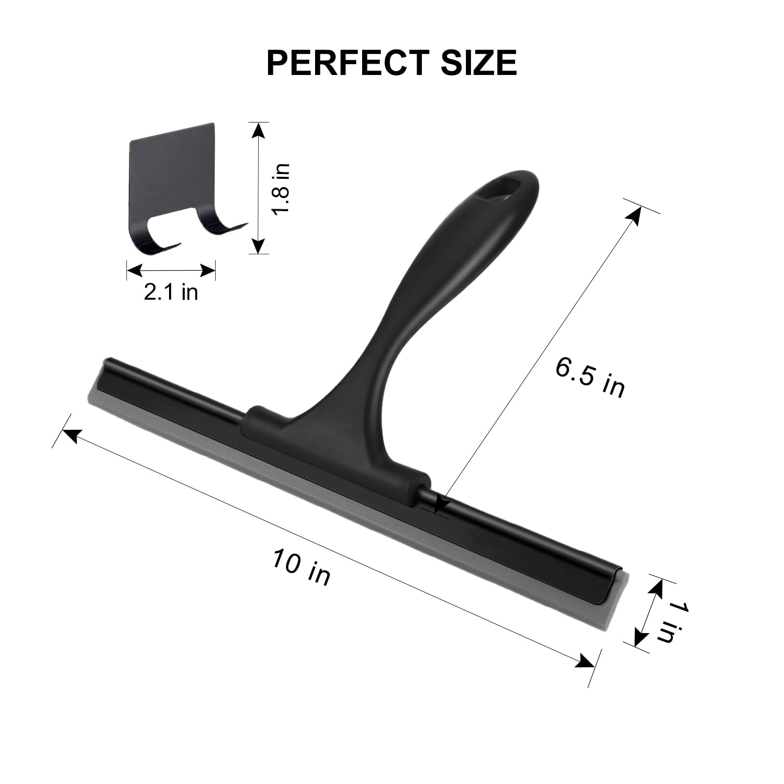 Shower Squeegee Stainless Steel Silicone Blade 10 Inch for Glass Walls