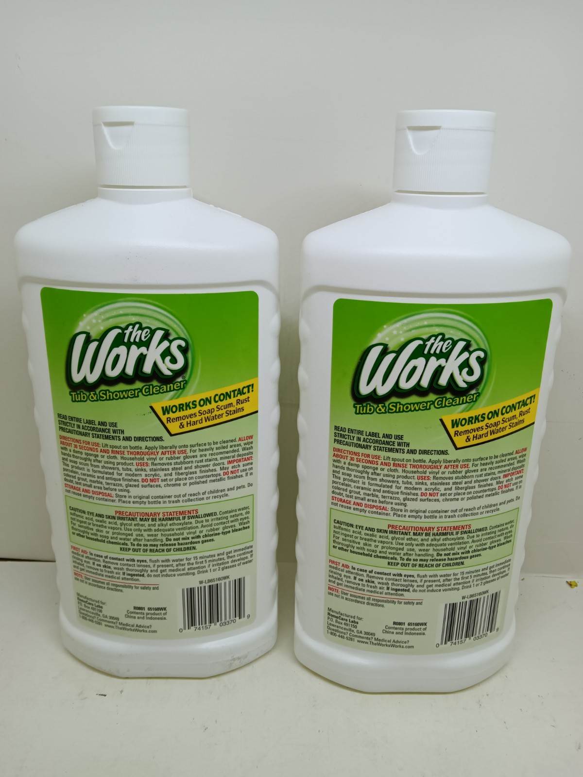2x The Works Tub & Shower Cleaner 16 fl oz Hard Water Rust