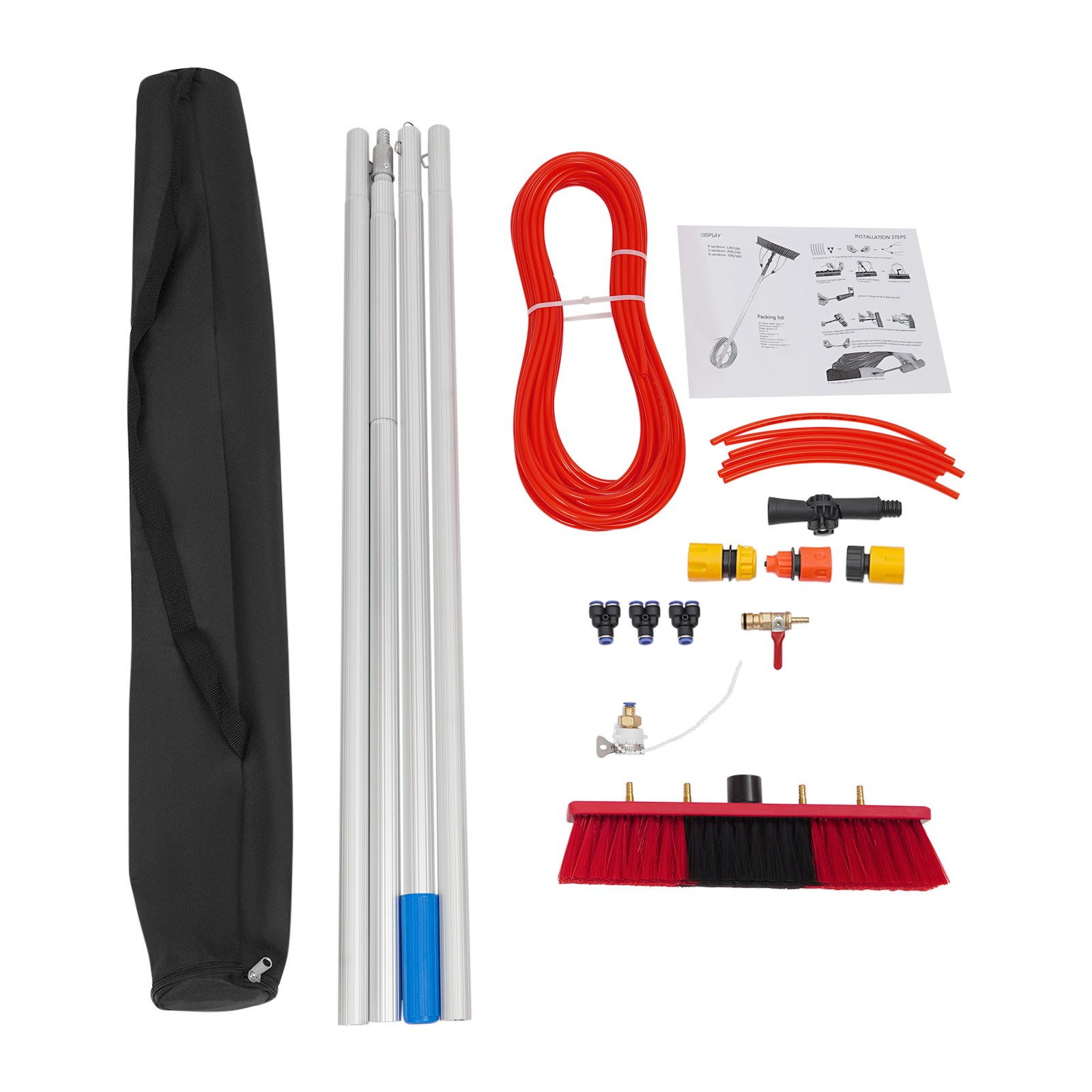 Solar Panel Cleaning Brush Kit 13ft Telescopic Pole W/Water Fed Brush For Window