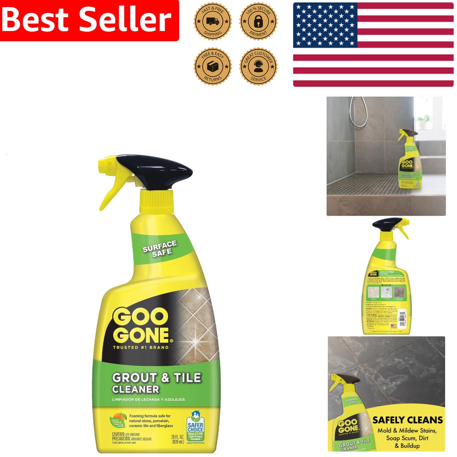 Professional Grout Tile Cleaner 28 Fl Oz Citrus Heavy Duty Stain Remover