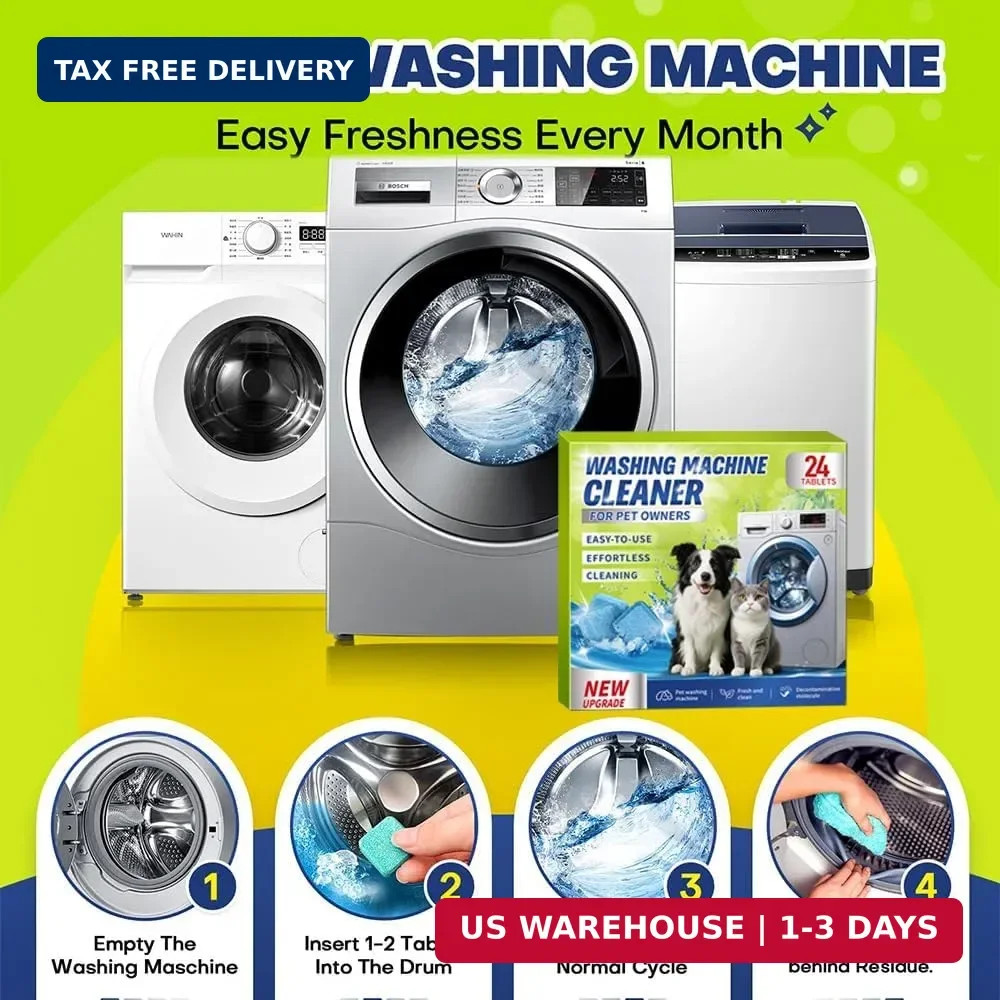 Enzyme Washing Machine Cleaner Tablets for Pet Owners, [2X Power] Washer Cleaner