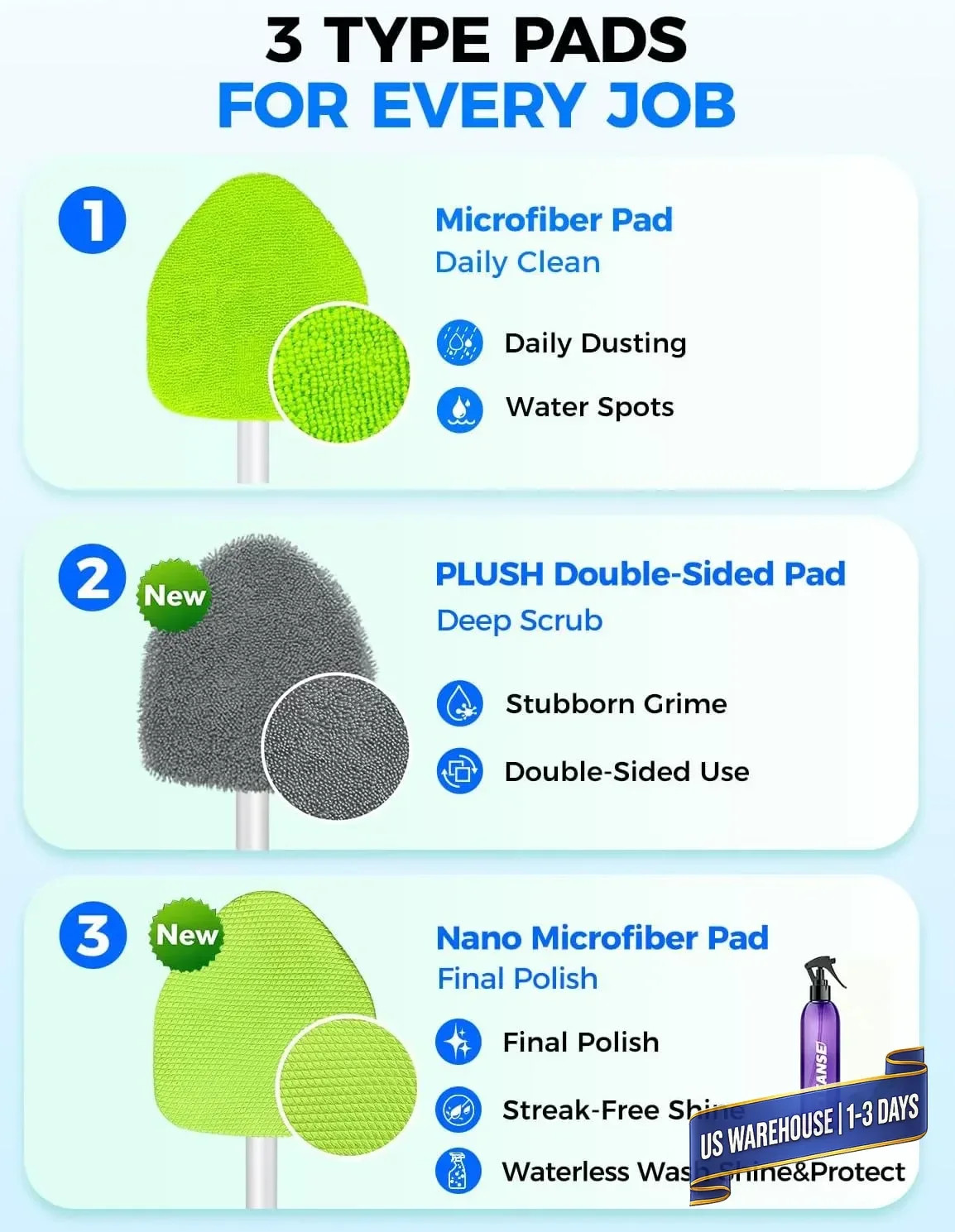 XINDELL Windshield Cleaner Tool – Car Interior Window Cleaning Kit with Extendab