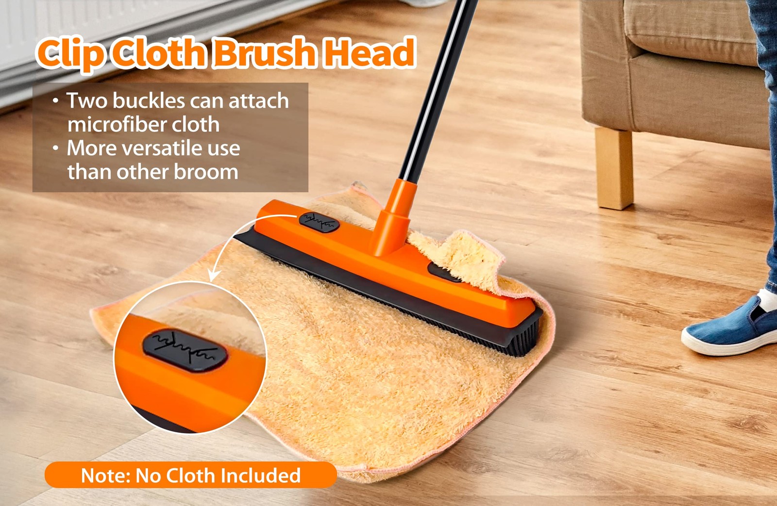 JEHONN Rubber Broom Carpet Rake for Pet Hair Remover, Fur Removal with Squeeg…