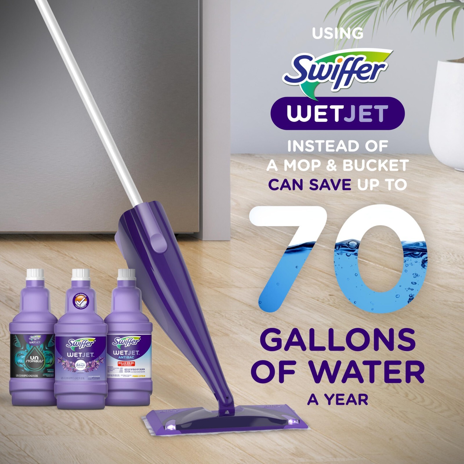 Swiffer WetJet Multi-Purpose Floor Cleaner Solution,1.25 Liter -42.2 Fl Oz (2PK)