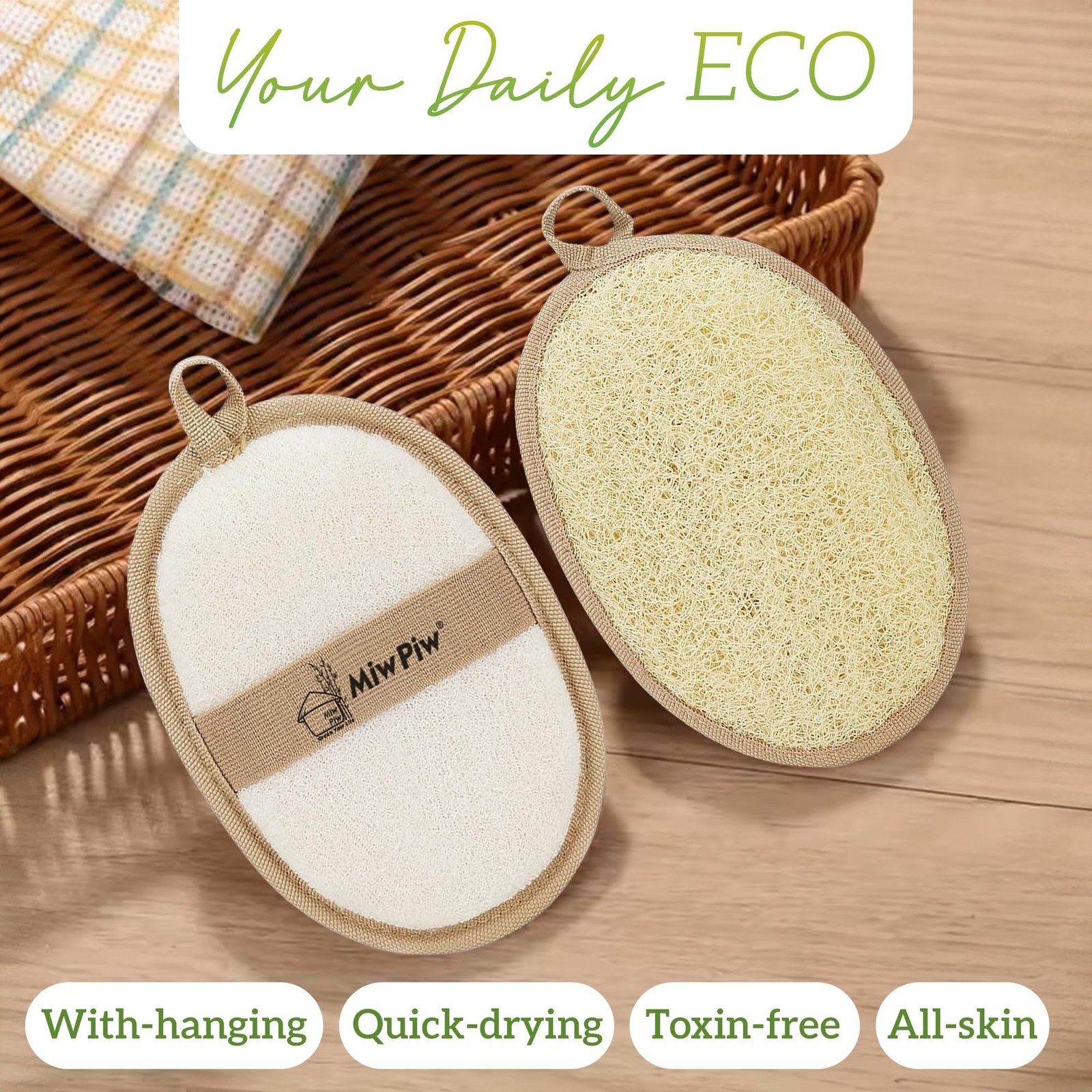 Natural Loofah Exfoliating Body Scrubber (Pack 10), Loofah Bath Sponge, Luffa…