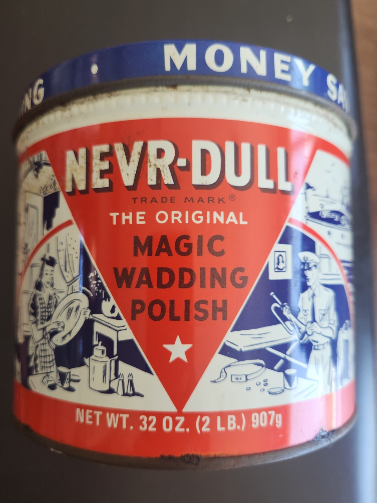 NEVR-DULL NEVER-DULL Magic Wadding Polish Cloth Can, 1941 VINTAGE New Old Stock