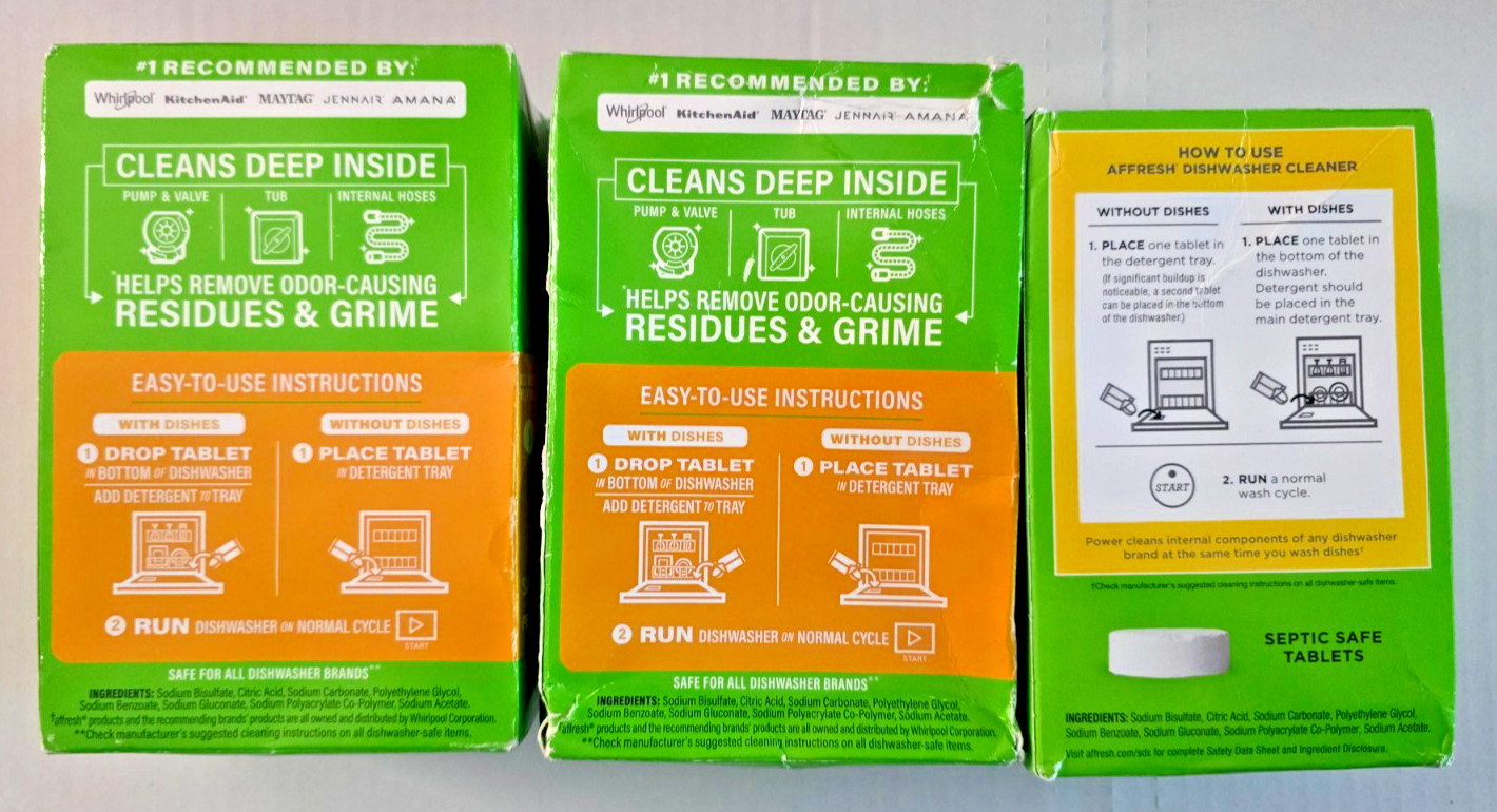 Affresh W10549851 Dishwasher Cleaner 6 Tablets In Each Box 12 TOTAL