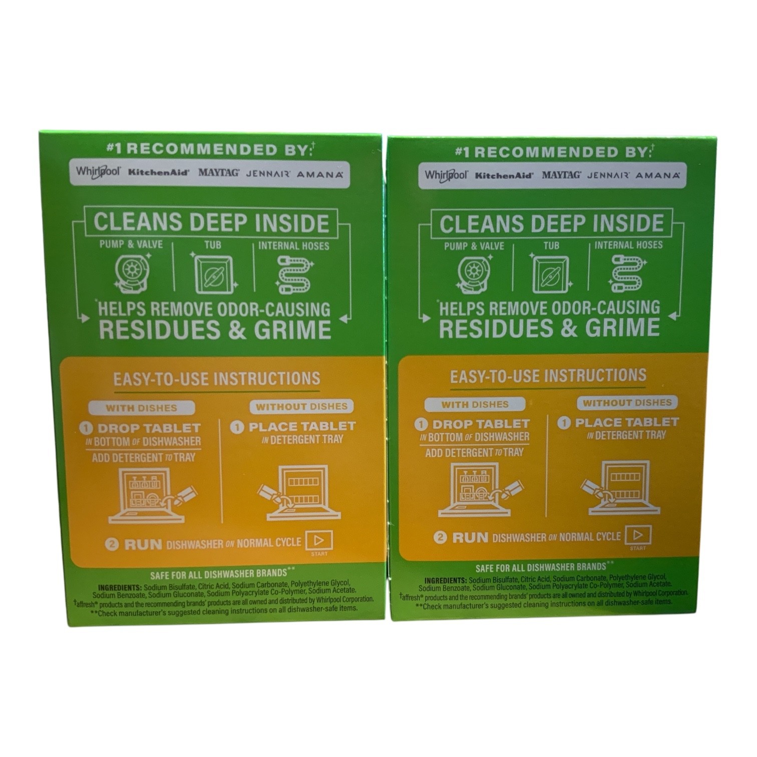 2 TWO BOXES Affresh W10549851 Dishwasher Cleaner 6 Tablets In Each Box 12 TOTAL