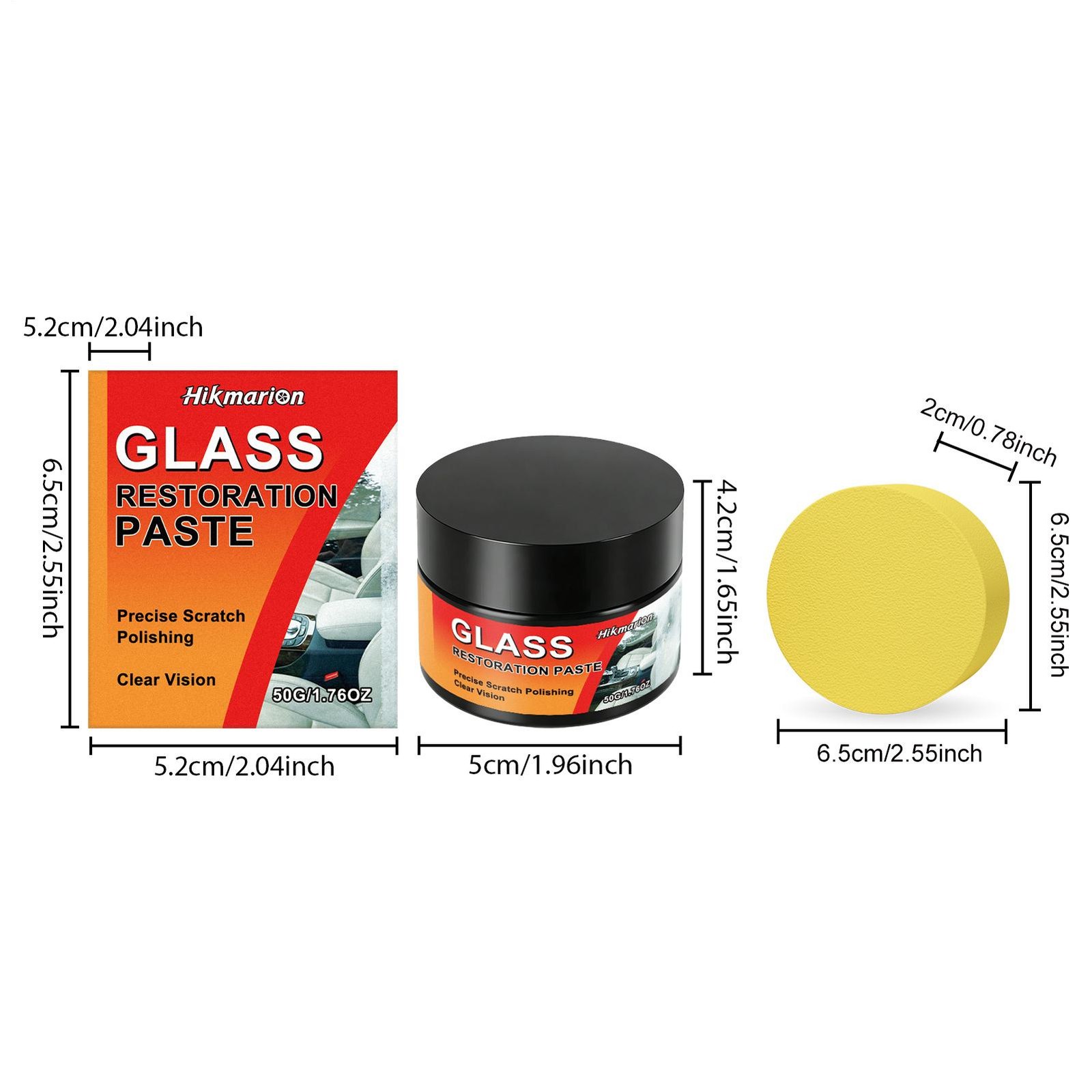 Glass Scratch Remover 50g with Sponge Polishing Cleaning Wax Car Repair Glass