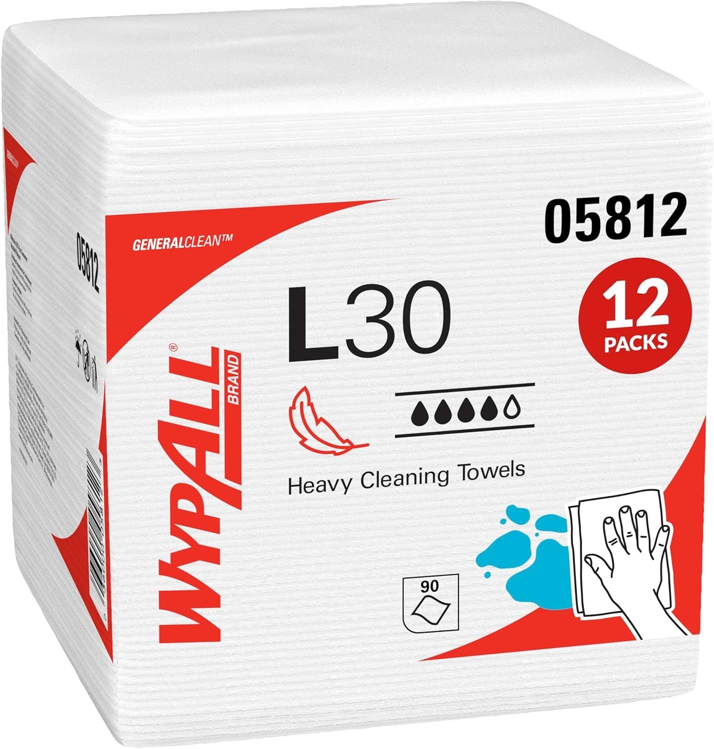 GeneralClean L30 Heavy Duty Cleaning Wipes: 12 Packs of 90 Strong, Soft Sheets