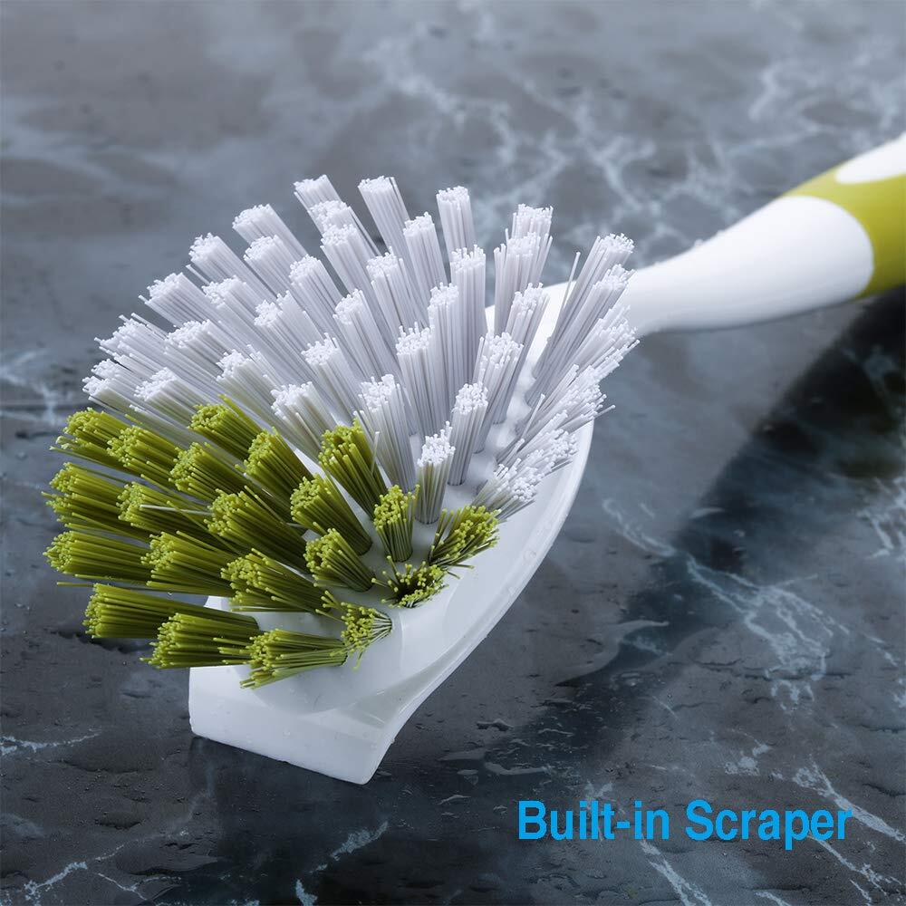 Scrub Brush For Dish Kitchen Sink Pot Pan With Stiff Bristles Yellowgreen 5pcs